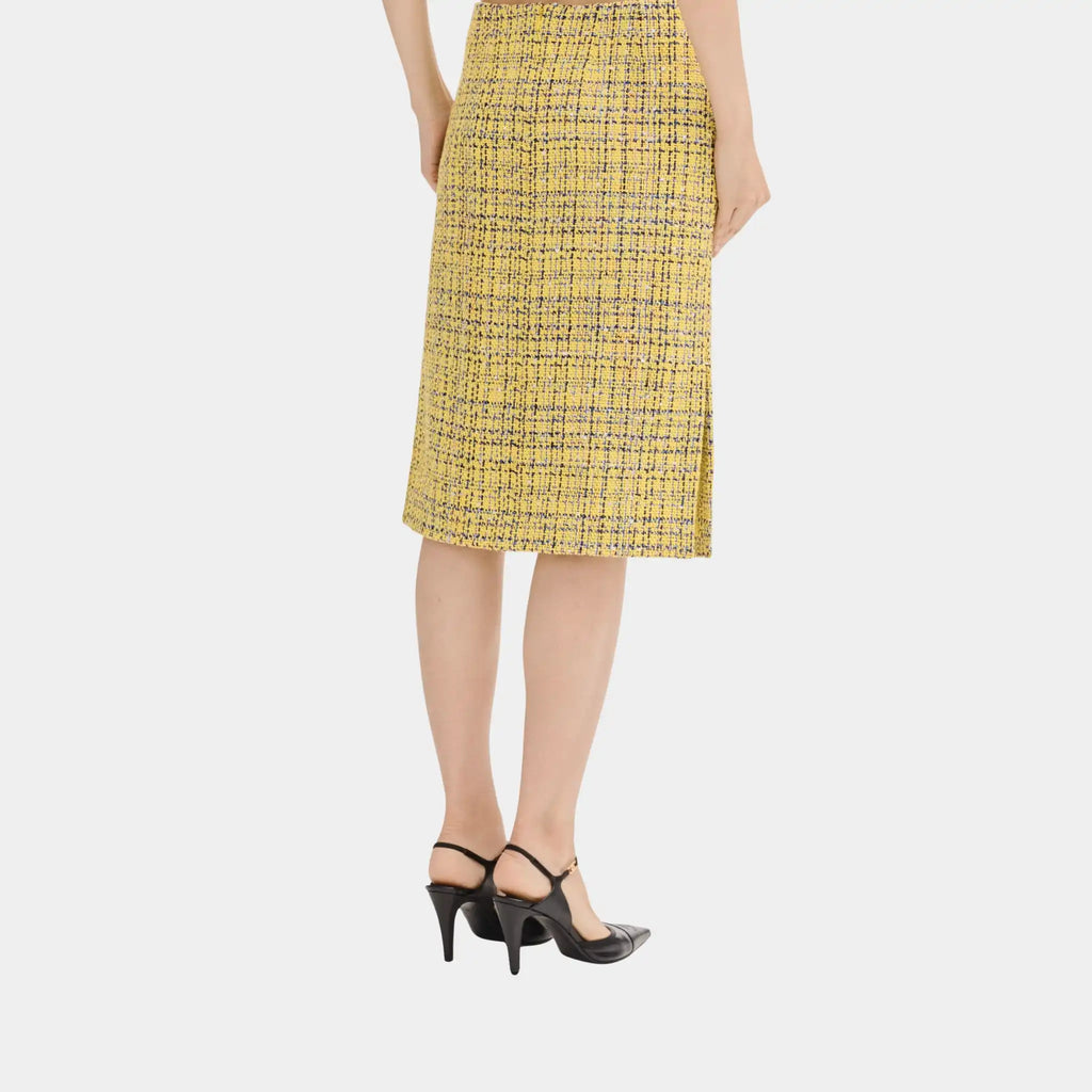 Оригінальна MIDI Skirt In Yellow Cotton Tweed Chanel – вид ззаду