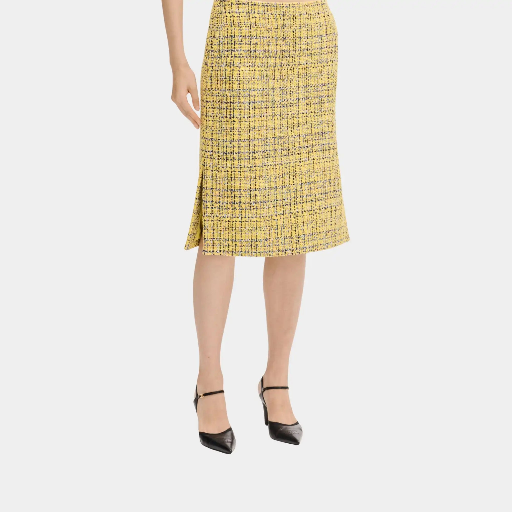 Оригінальна MIDI Skirt In Yellow Cotton Tweed Chanel – боковий вид