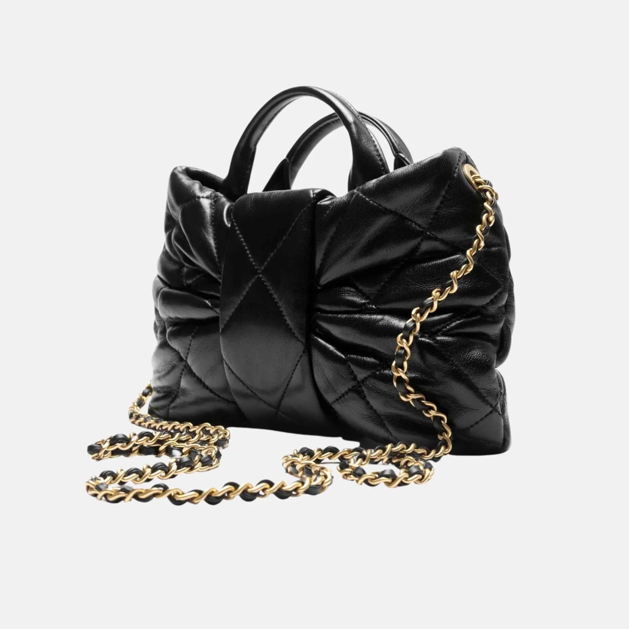Mini Bow Bag Shiny Lambskin Black Gold Tone Metal Chanel оригінал – Купити в Україні – вид ззаду