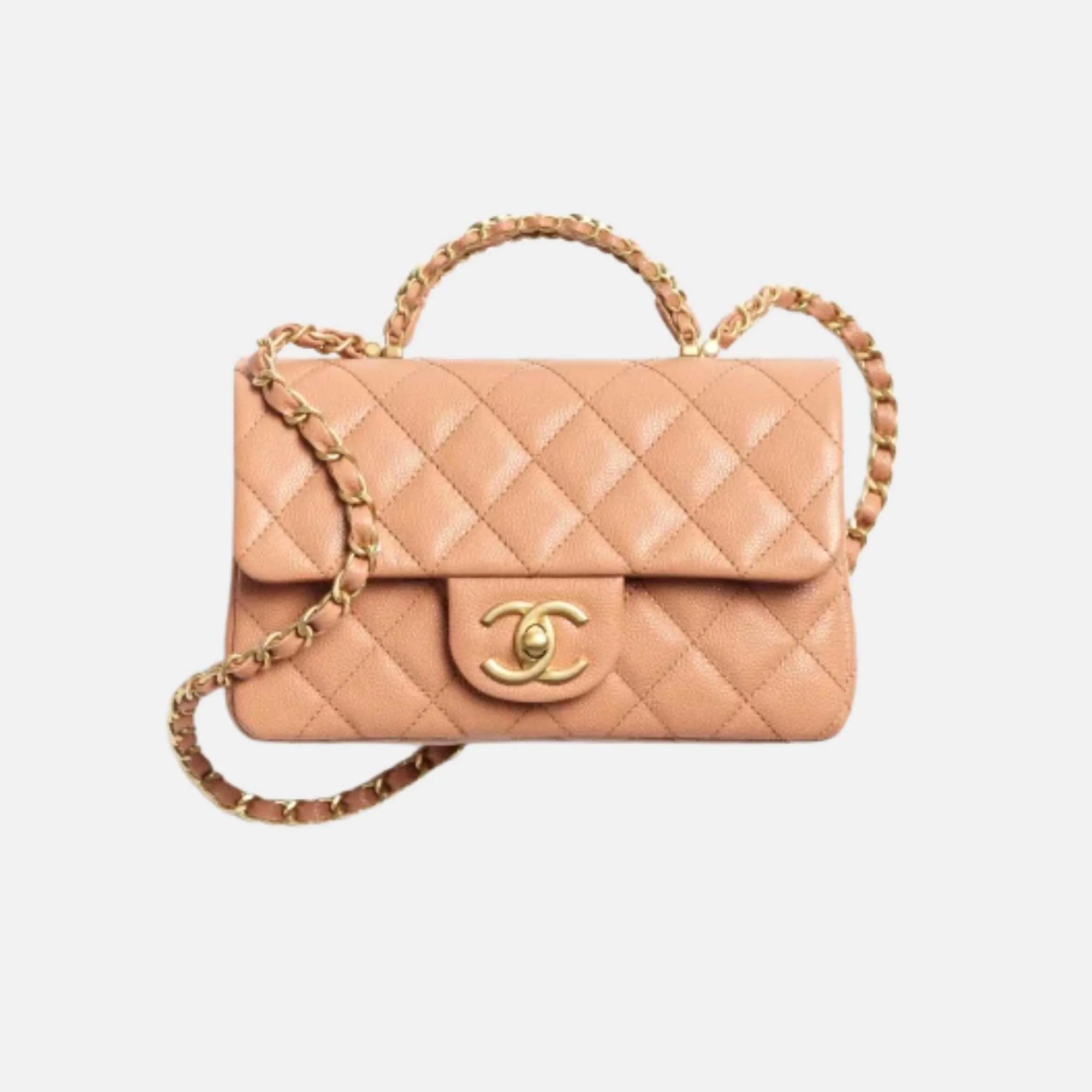 Mini Flap Bag With Handle In Shiny Grained Calfskin Chanel – Гарантія оригінальності – боковий вид