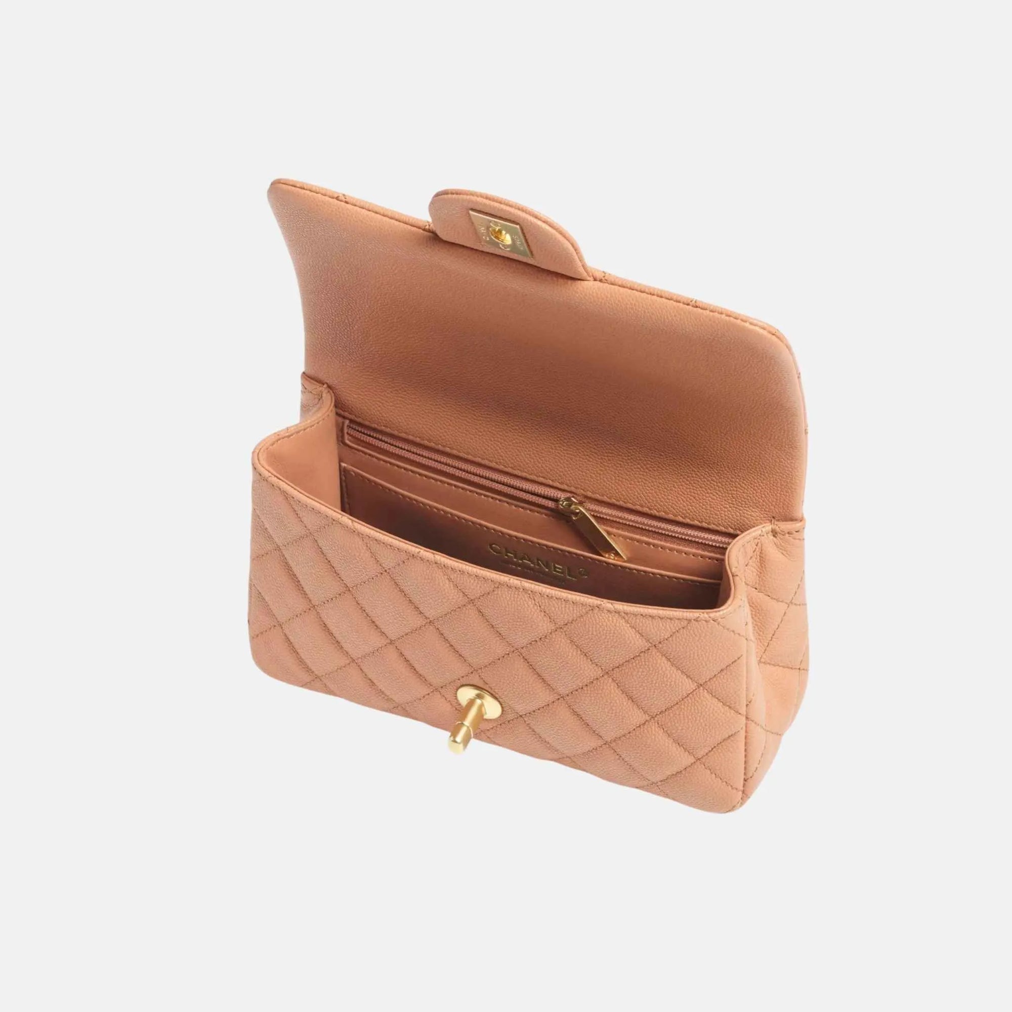 Mini Flap Bag With Handle In Shiny Grained Calfskin Chanel – Гарантія оригінальності – вид ззаду