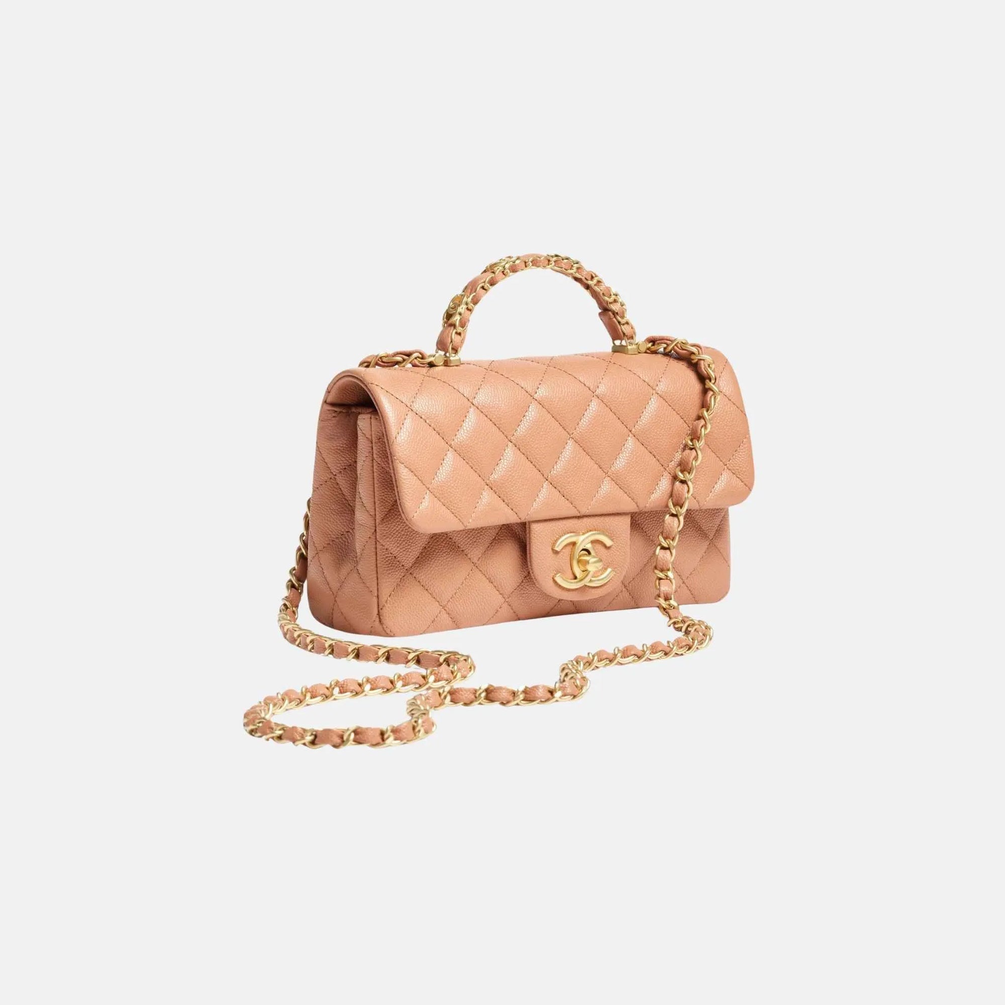 Mini Flap Bag With Handle In Shiny Grained Calfskin Chanel – Гарантія оригінальності – детальний вид