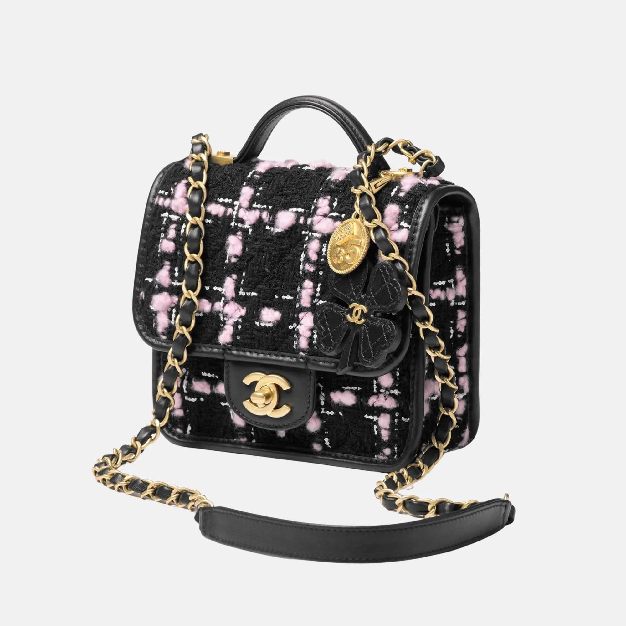 Mini Flap Bag With Handle In Wool Tweed And Calfskin Chanel оригінал – Купити в Україні – боковий вид