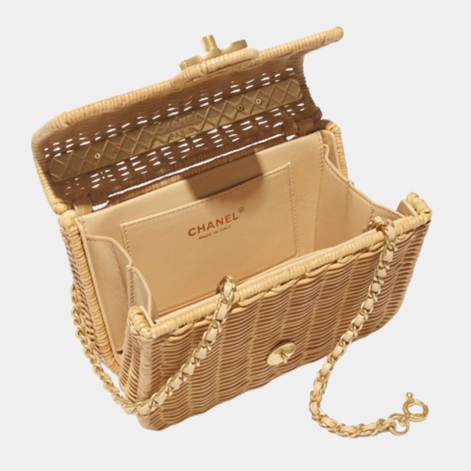 Оригінальна Mini Flap Bag With Top Handle Braided Raffia & Gold-Tone Metal Chanel – детальний вид