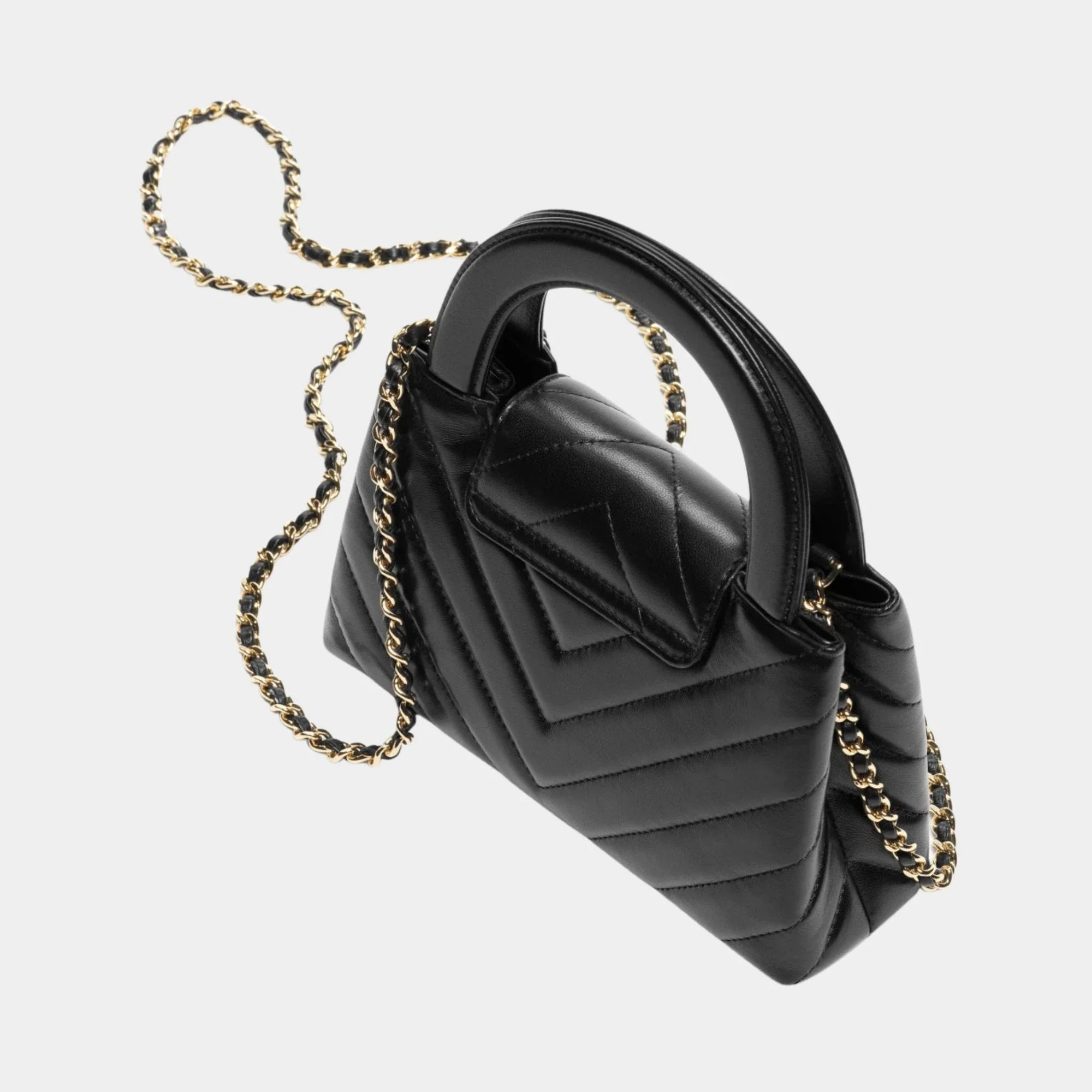 Mini Tote Bag Shiny Lamb & Gold-Plated Metal Black Chanel оригінал – Купити в Україні – вид ззаду