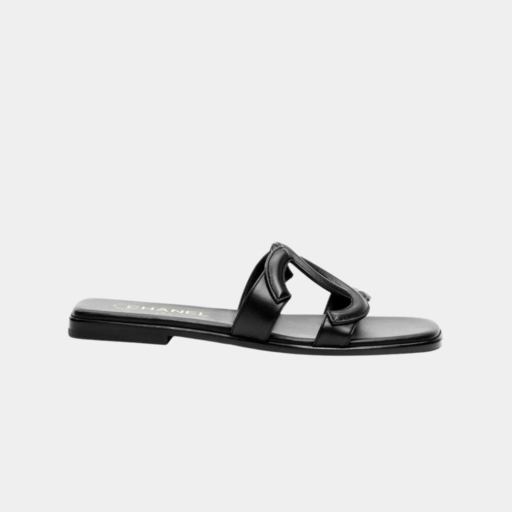 Mules In Black Lambskin Chanel – Гарантія оригінальності – боковий вид