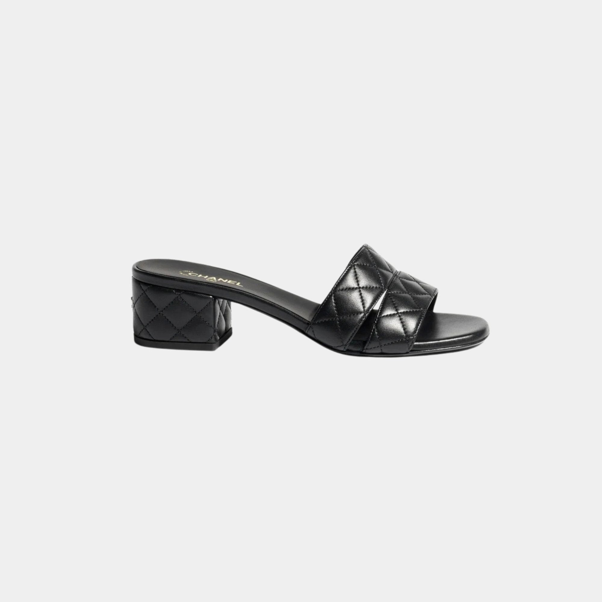 Mules In Lambskin Heeled Chanel оригінал – Купити в Україні – боковий вид