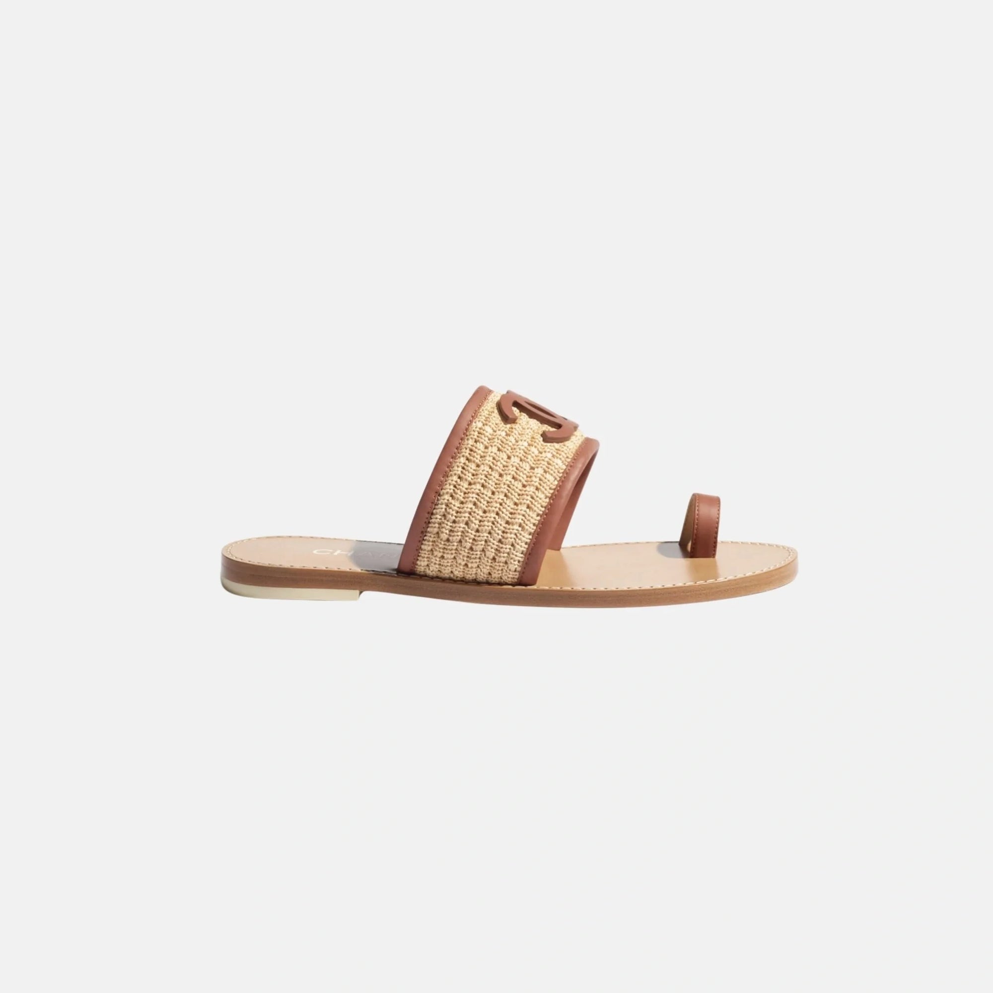 Mules In Raffia And Lambskin Chanel – Гарантія оригінальності – боковий вид