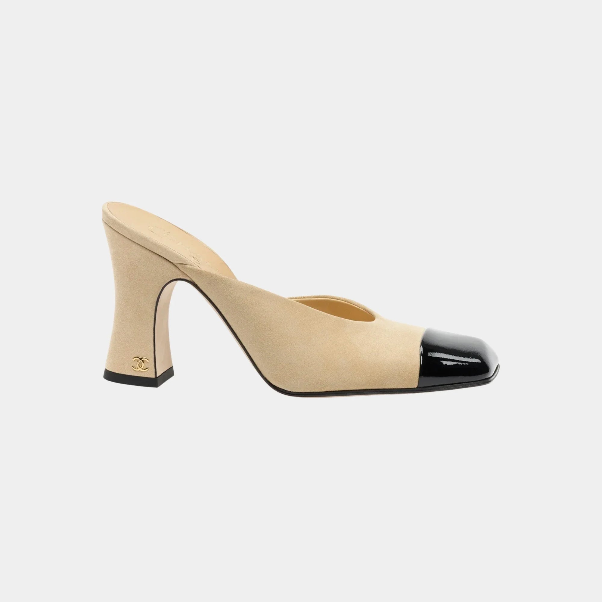 Оригінальна Mules In Suede Kidskin & Patent Calfskin Chanel – збільшений вид
