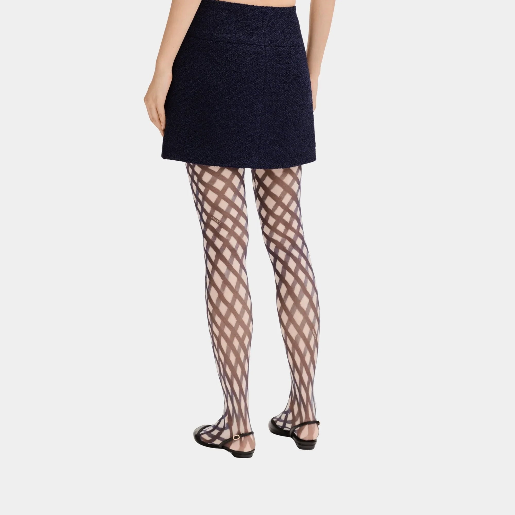 Navy Blue Short Skirt In Tweed Chanel оригінал – Купити в Україні – вид ззаду