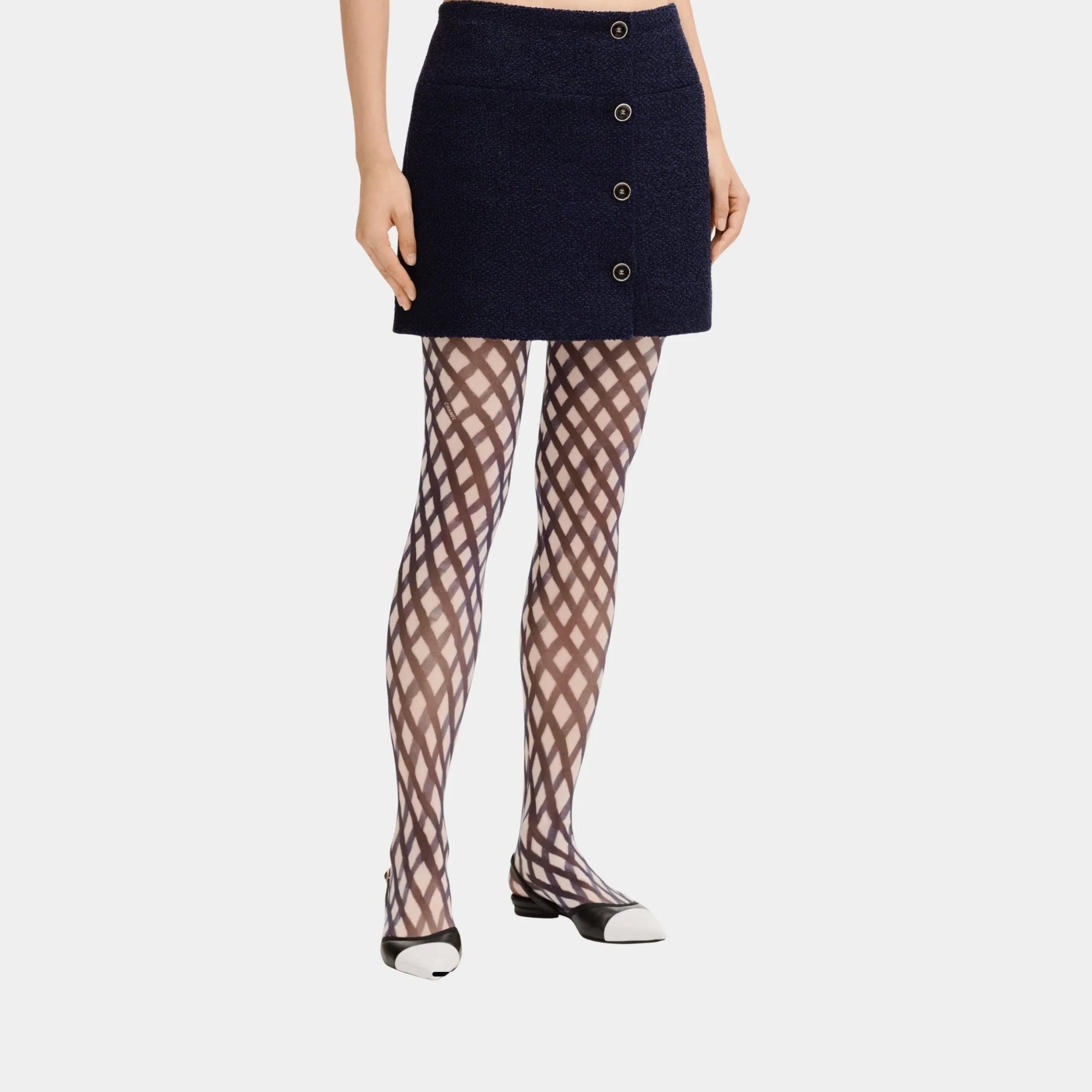 Navy Blue Short Skirt In Tweed Chanel оригінал – Купити в Україні – боковий вид