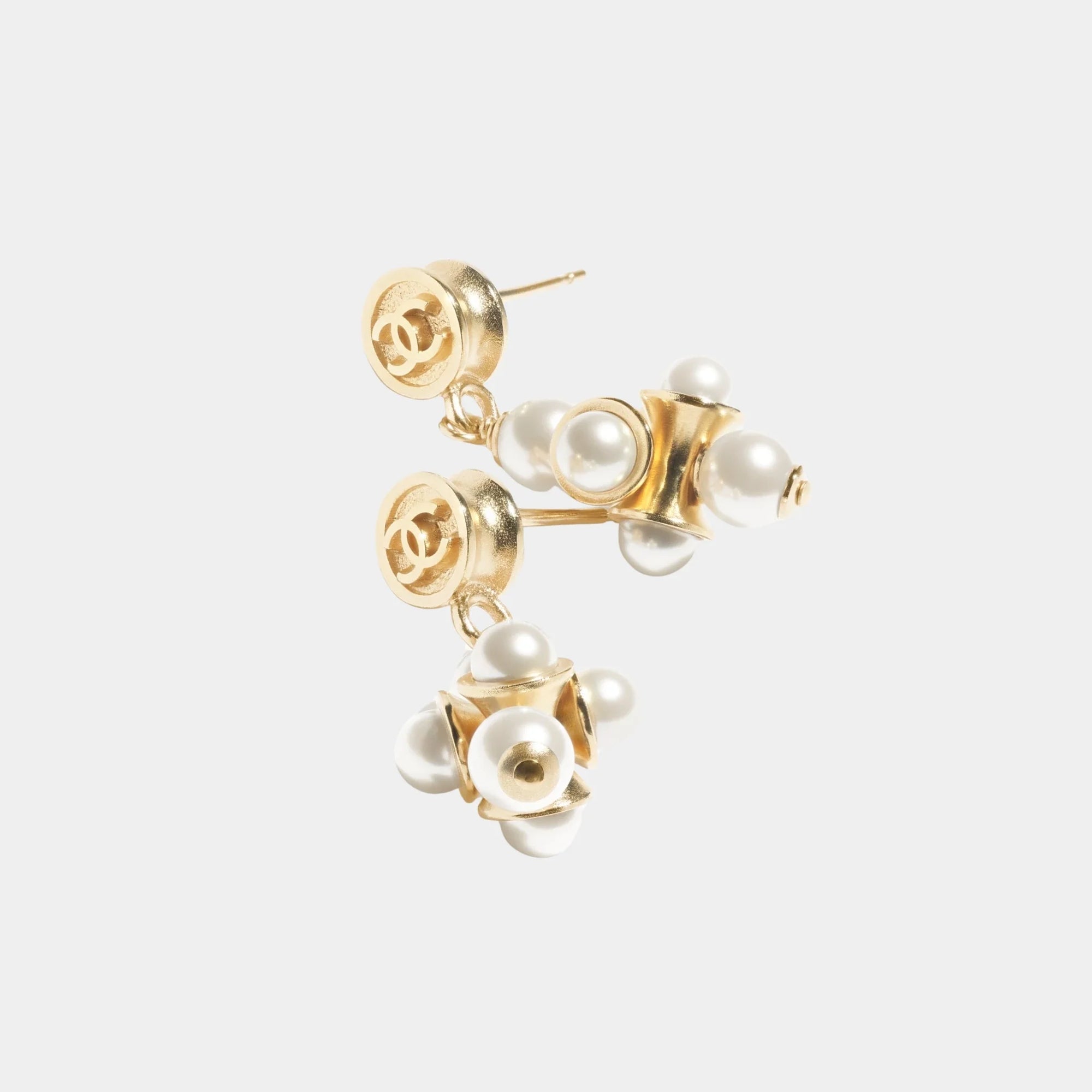 Pendant Earrings In Metal & Glass Pearls Chanel оригінал – Купити в Україні – вид ззаду