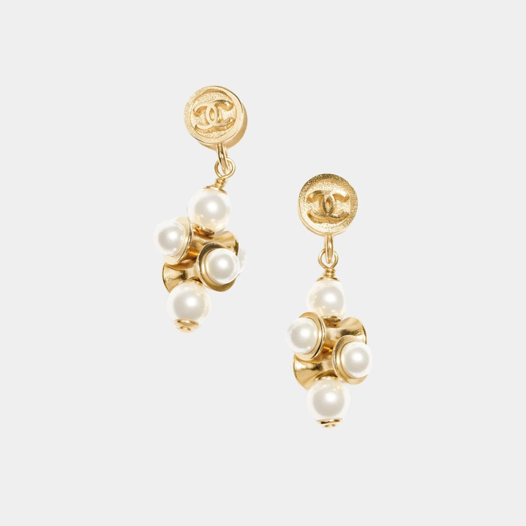 Pendant Earrings In Metal & Glass Pearls Chanel оригінал – Купити в Україні – боковий вид