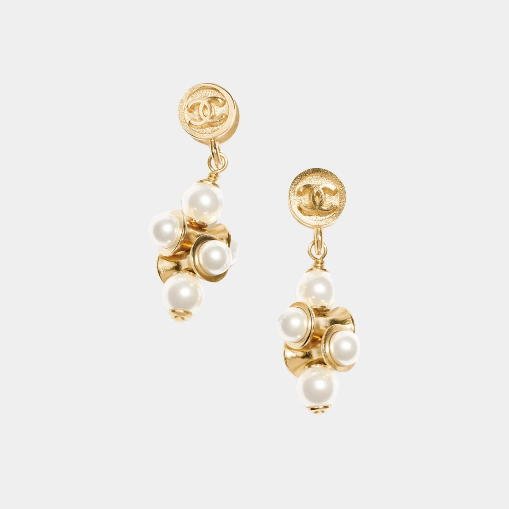 Pendant Earrings In Metal & Glass Pearls Chanel оригінал – Купити в Україні – боковий вид