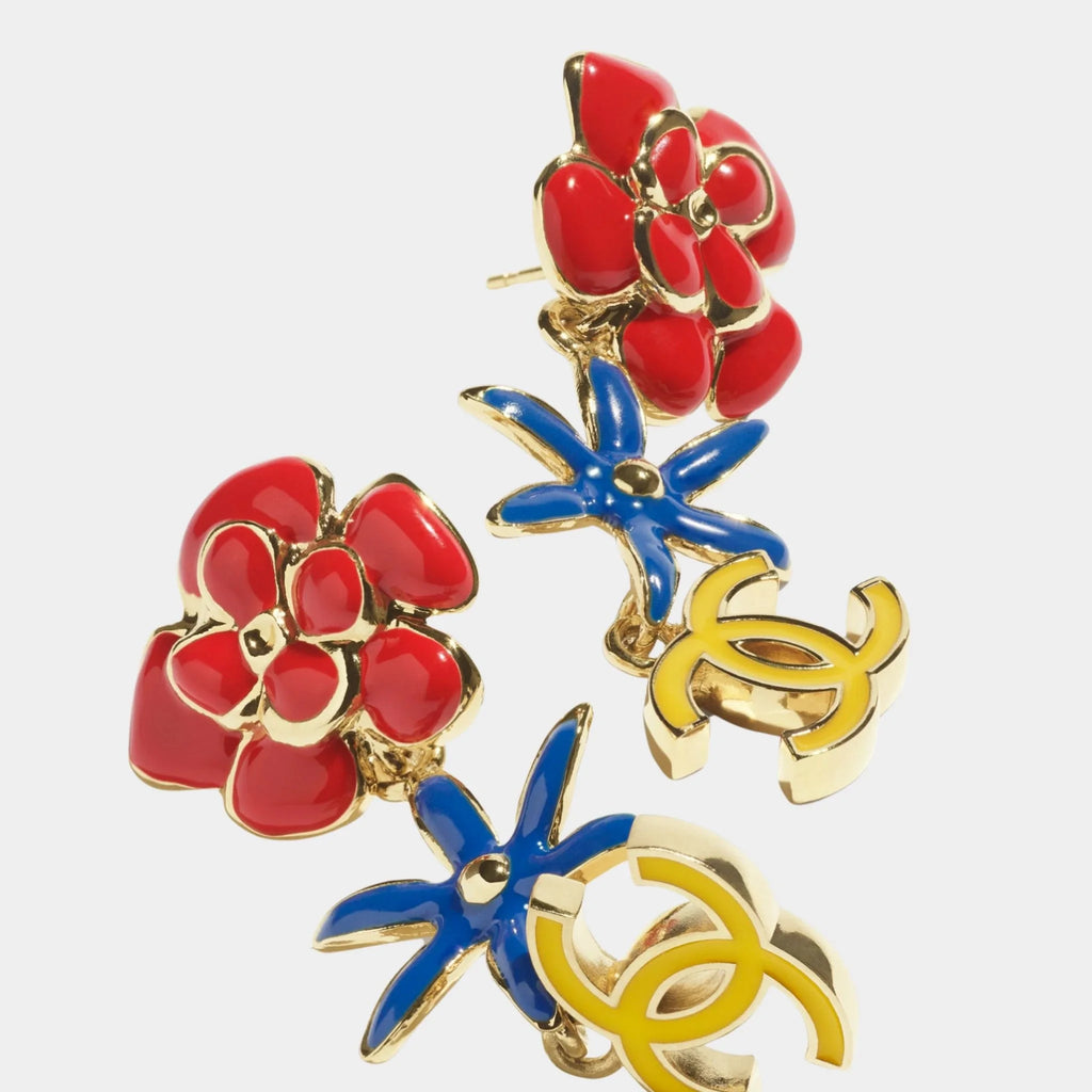 Pendant Earrings Metal & Resin Chanel оригінал – Купити в Україні – вид ззаду