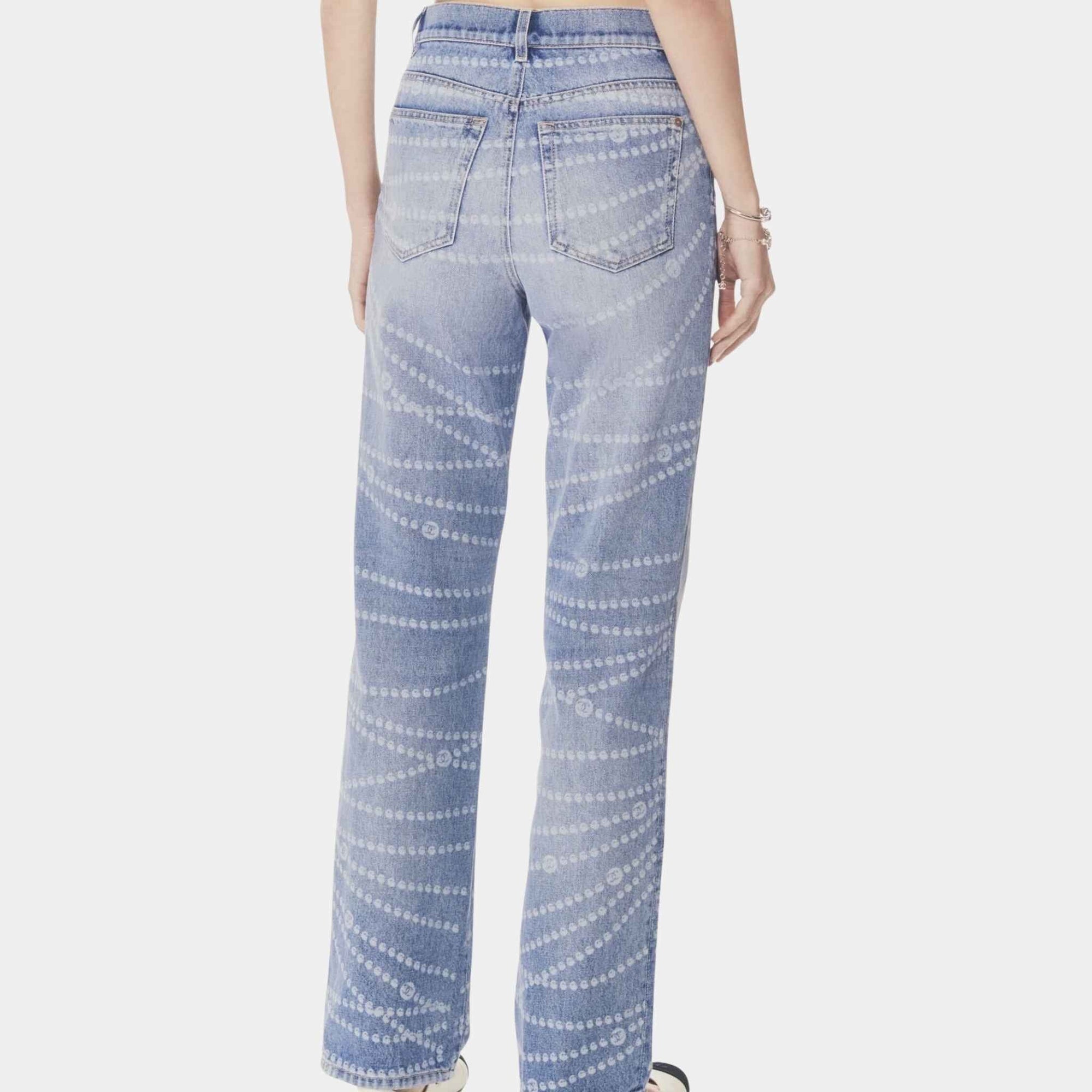 Оригінальна Printed Washed Blue And White Denim Jeans Chanel – вид ззаду