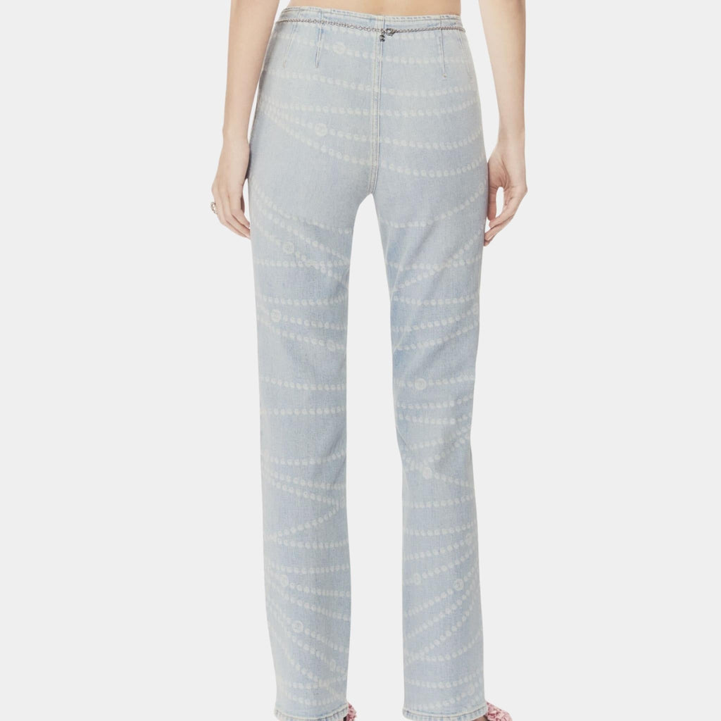 Printed Washed Light Blue And White Denim Jeans Chanel оригінал – Купити в Україні – вид ззаду