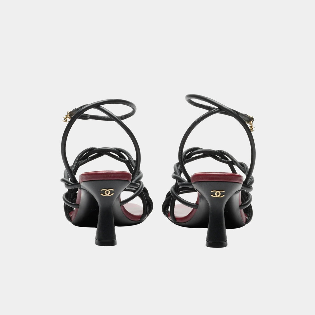 Sandals In Black Lambskin Chanel – Гарантія оригінальності – вид ззаду