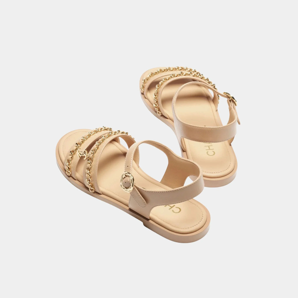 Sandals In Calfskin With Gold Plated Chains Chanel – Гарантія оригінальності – збільшений вид