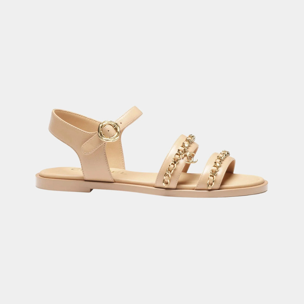 Sandals In Calfskin With Gold Plated Chains Chanel – Гарантія оригінальності – детальний вид