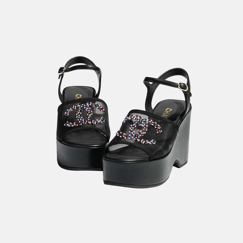 Sandals In Mesh And Glass Beads Chanel – Гарантія оригінальності – вид ззаду