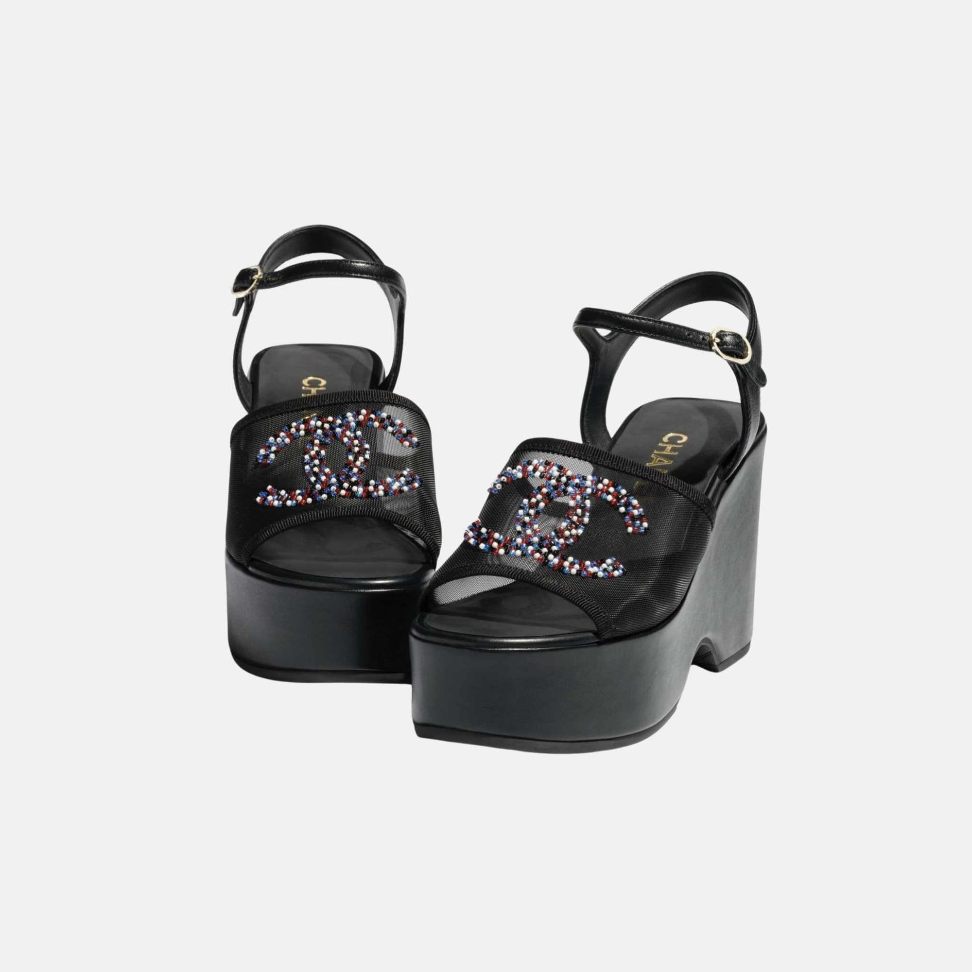 Sandals In Mesh And Glass Beads Chanel – Гарантія оригінальності – вид ззаду