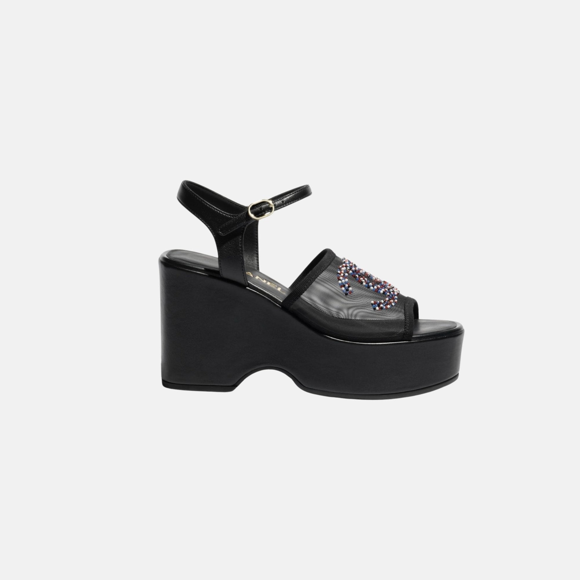 Sandals In Mesh And Glass Beads Chanel – Гарантія оригінальності – боковий вид
