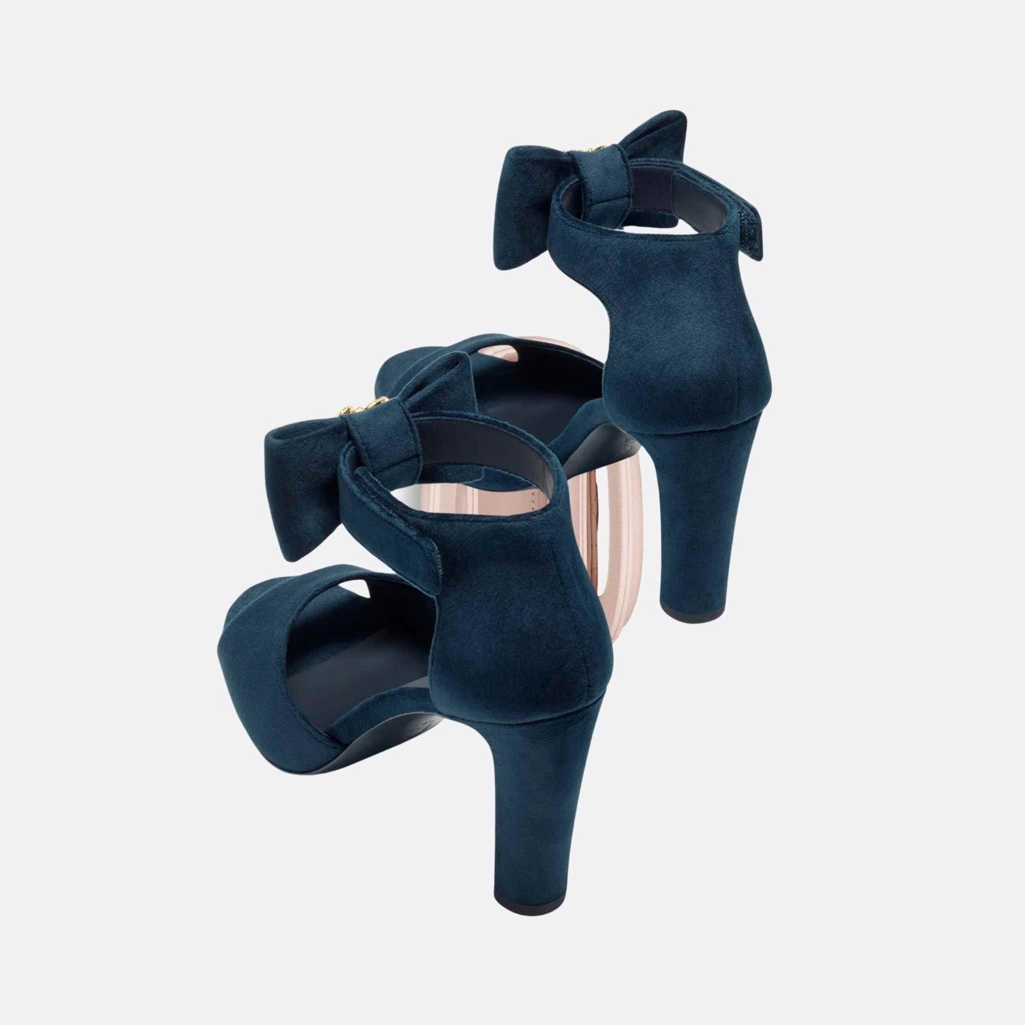 Sandals Velvet Imitation Pearls Metal Dark Blue Chanel – Гарантія оригінальності – детальний вид
