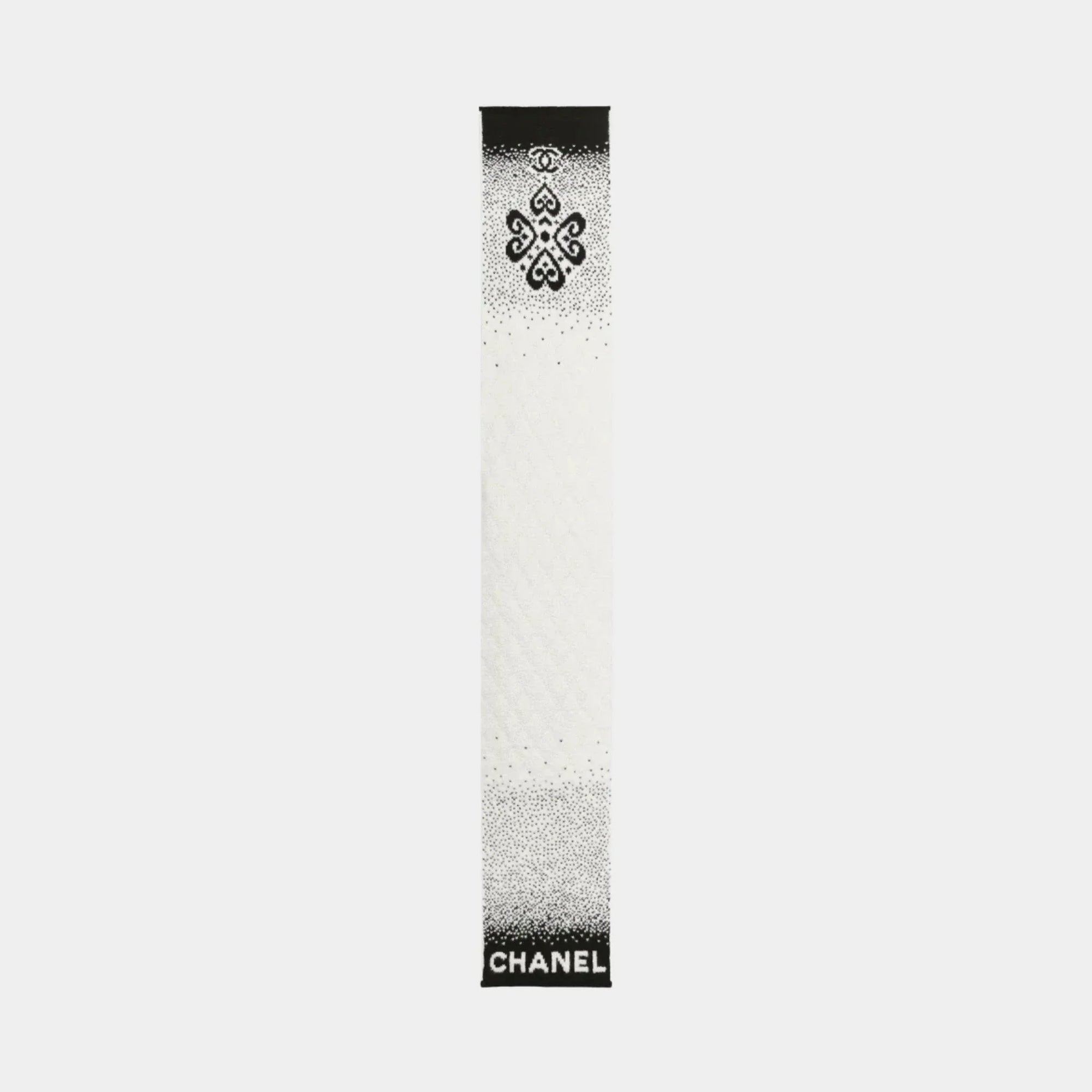 Scarf Cashmere & Wool Black & White Chanel оригінал – Купити в Україні – боковий вид
