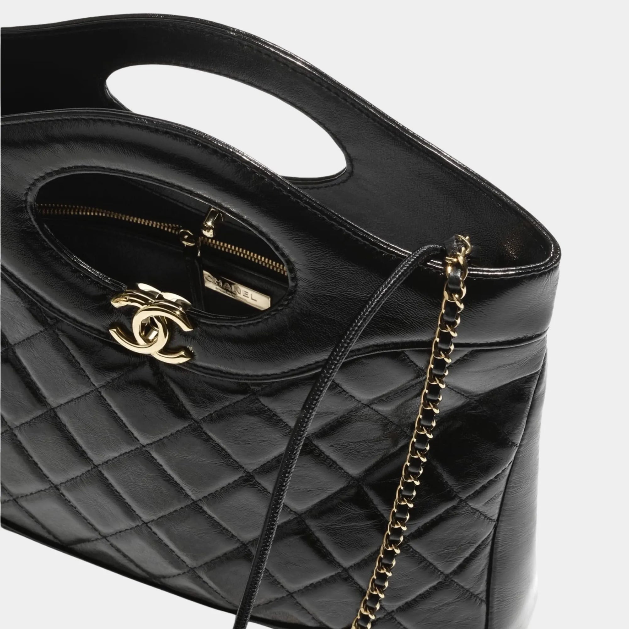 Shopping Bag Shiny Lambskin & Gold Tone Metal Black Chanel оригінал – Купити в Україні – детальний вид