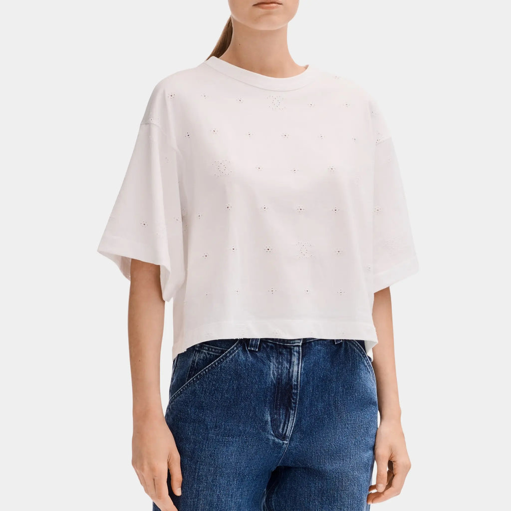 Short Sleeved Top In White Cotton Chanel – Гарантія оригінальності – боковий вид