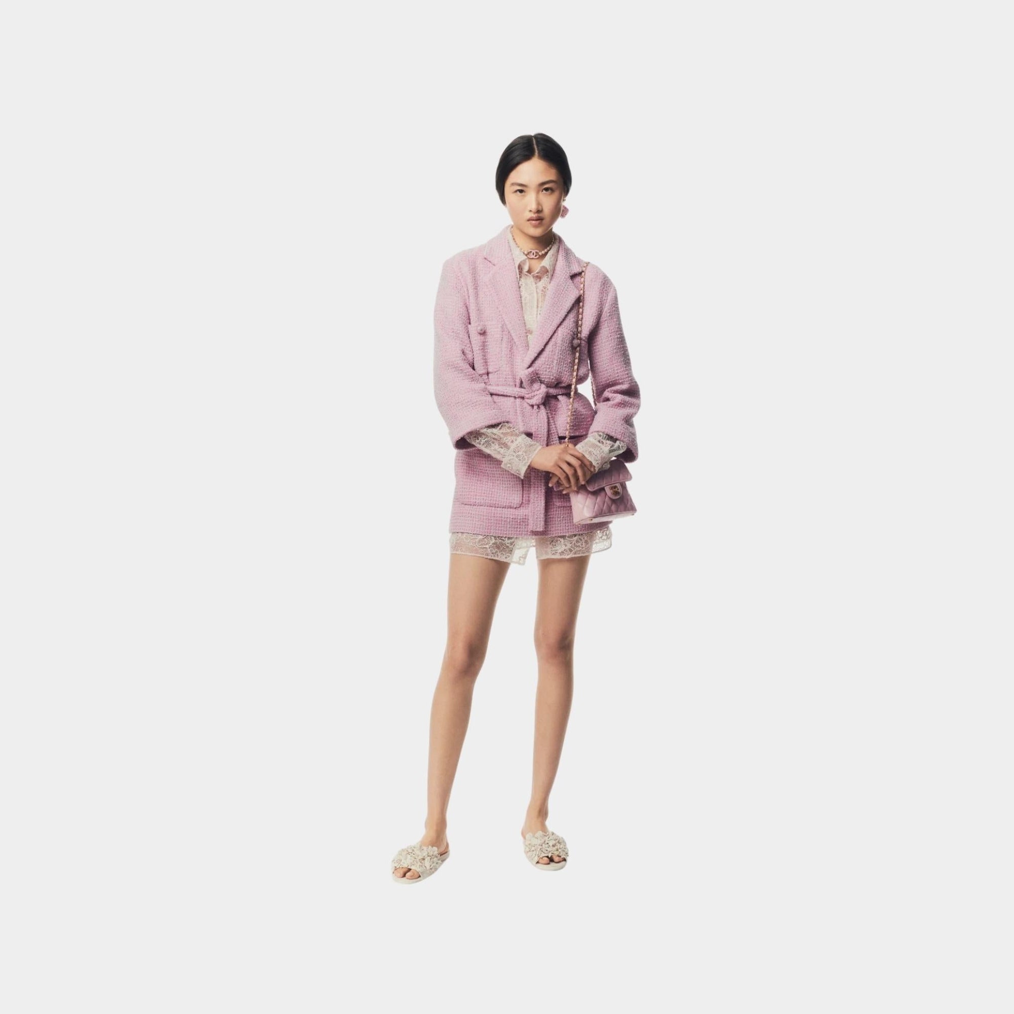 Skirt Cotton Tweed Light Pink Grey Chanel – Гарантія оригінальності – боковий вид
