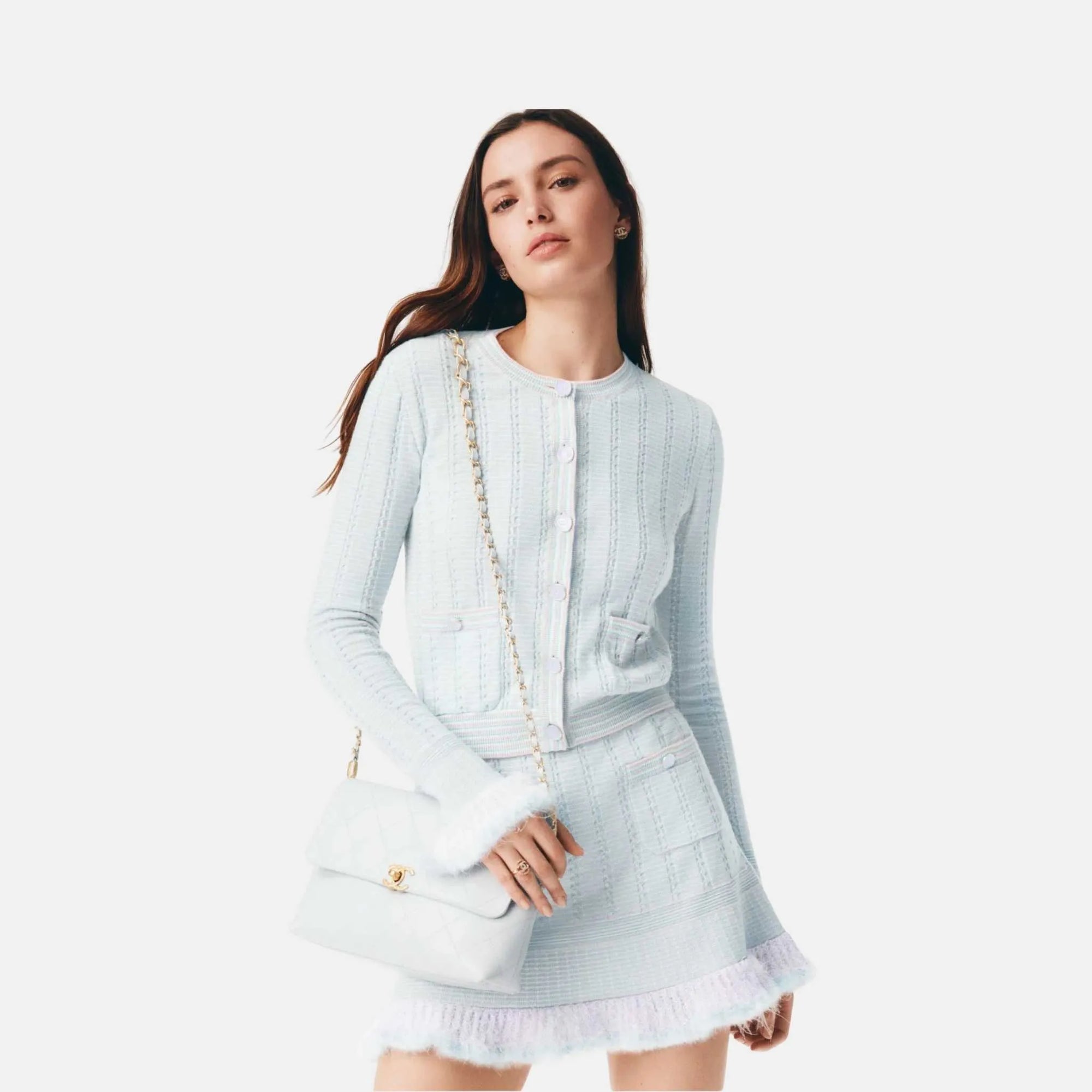 Skirt In Cashmere, Cotton And Feathers Chanel – Гарантія оригінальності – боковий вид