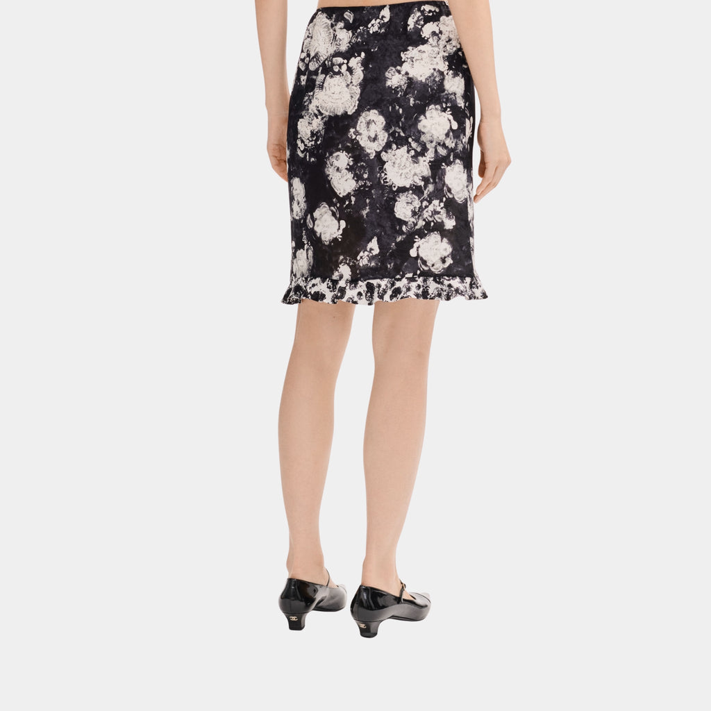 Skirt In Printed Silk Jacquard Black And White Chanel – Гарантія оригінальності – вид ззаду