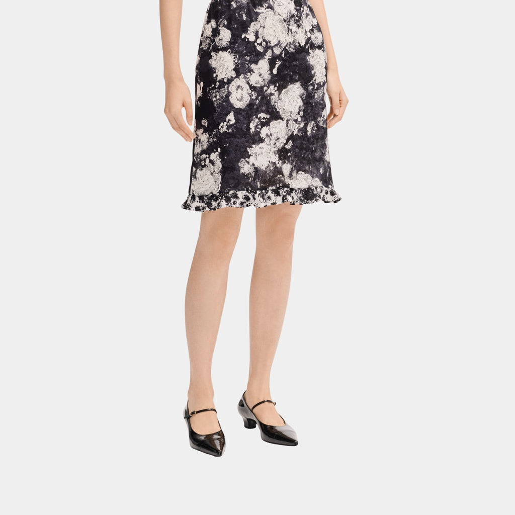 Skirt In Printed Silk Jacquard Black And White Chanel – Гарантія оригінальності – боковий вид