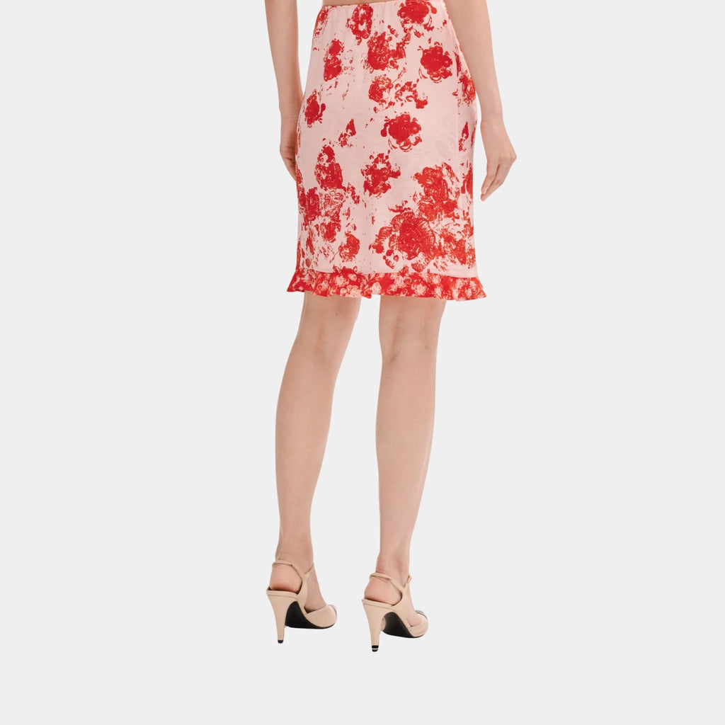 Skirt In Red And Pink Silk Jacquard Chanel оригінал – Купити в Україні – вид ззаду