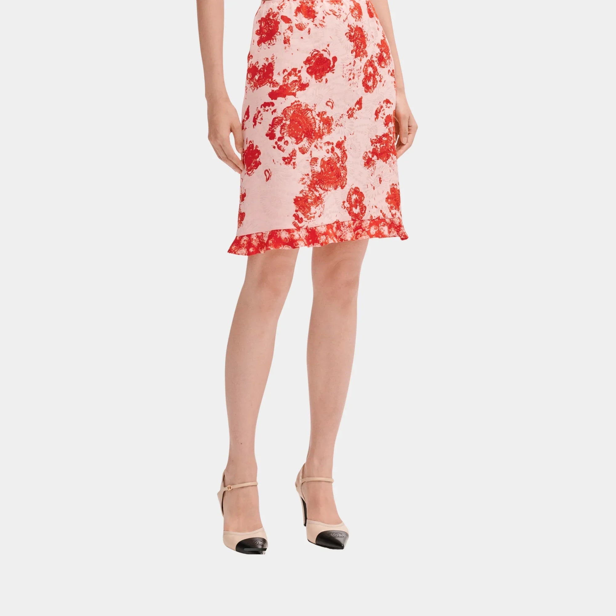 Skirt In Red And Pink Silk Jacquard Chanel оригінал – Купити в Україні – боковий вид