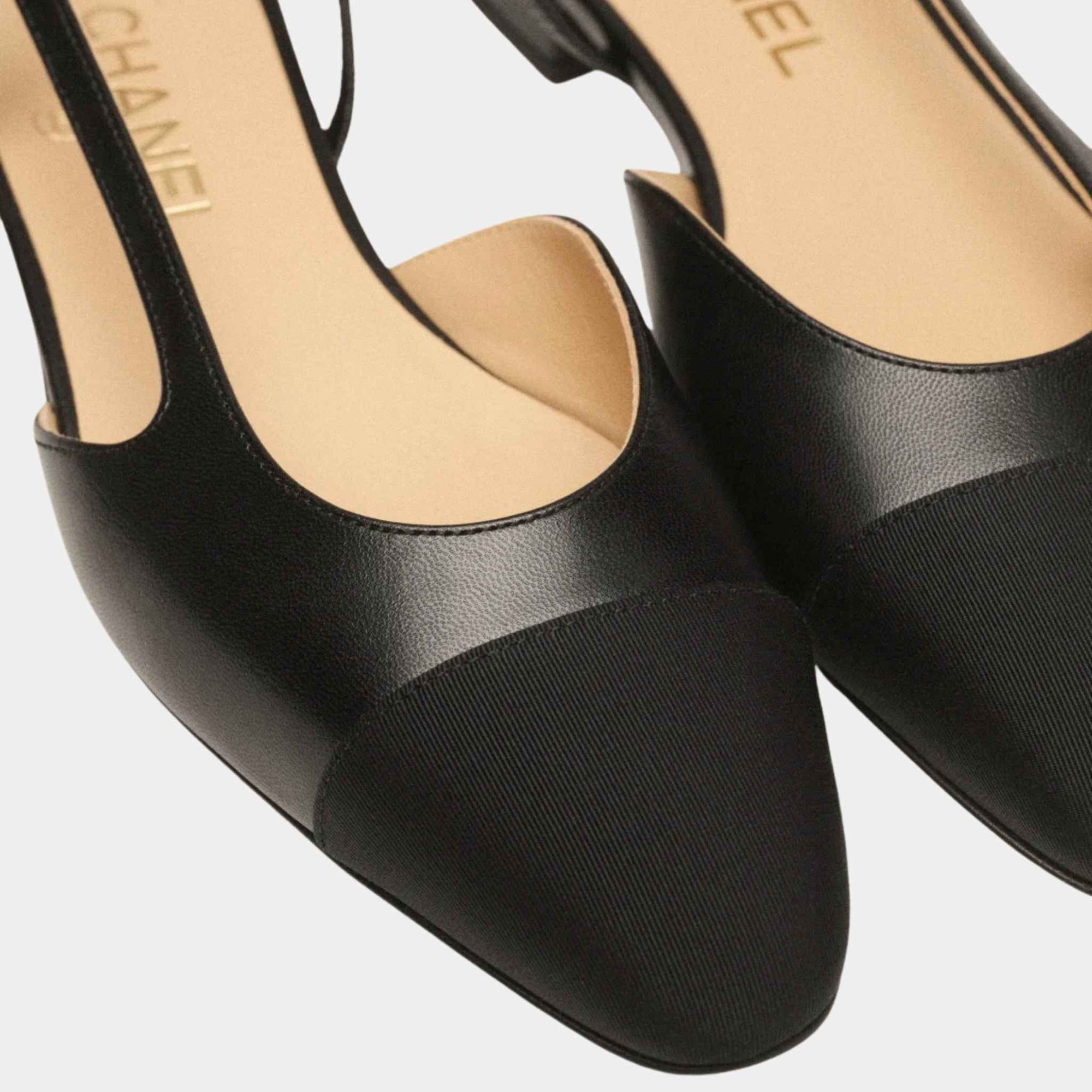Slingback Goatskin And Grosgrain Chanel – Гарантія оригінальності – вид ззаду