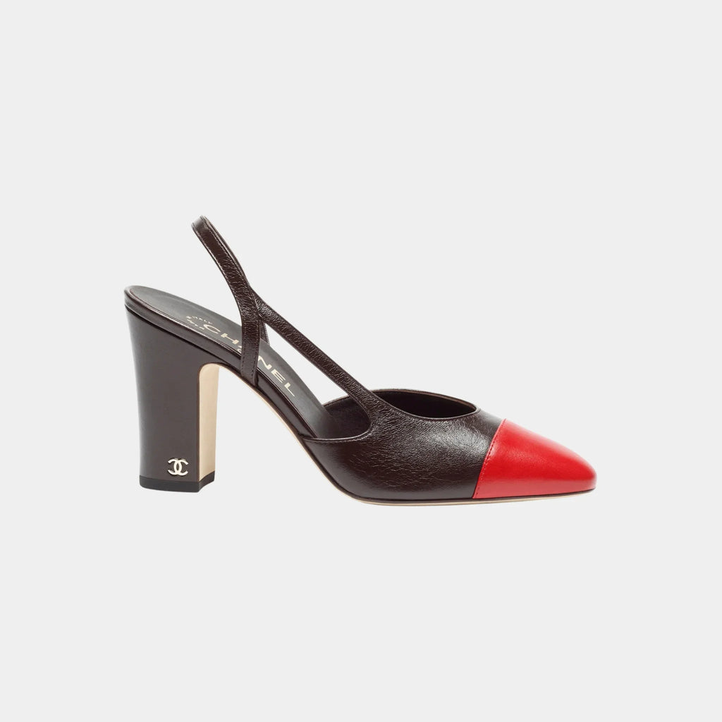 Оригінальна Slingbacks In Crumpled Shiny Lambskin Chanel – боковий вид