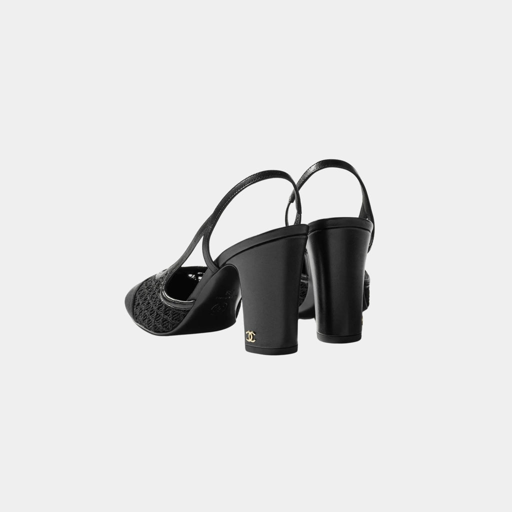 Slingbacks In Embroidery And Grosgrain Chanel – Гарантія оригінальності – вид ззаду