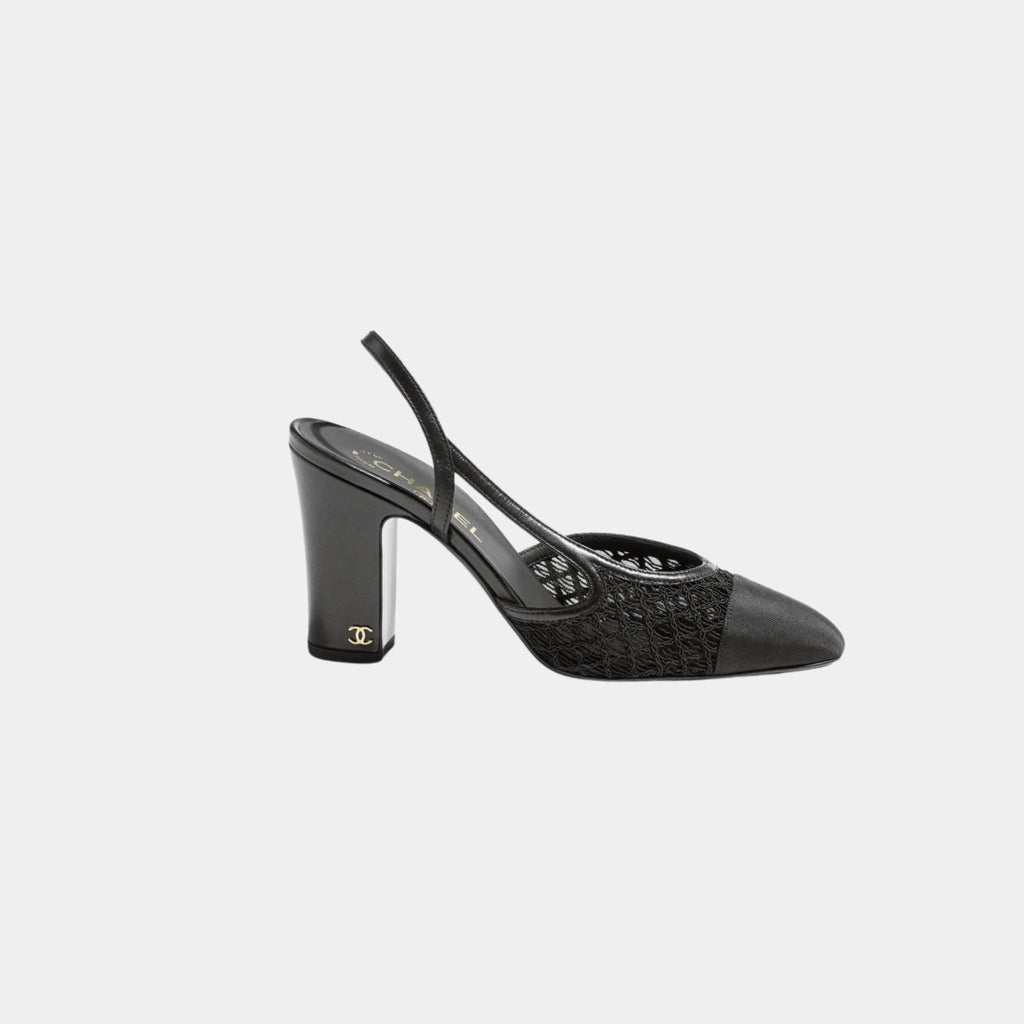 Slingbacks In Embroidery And Grosgrain Chanel – Гарантія оригінальності – боковий вид