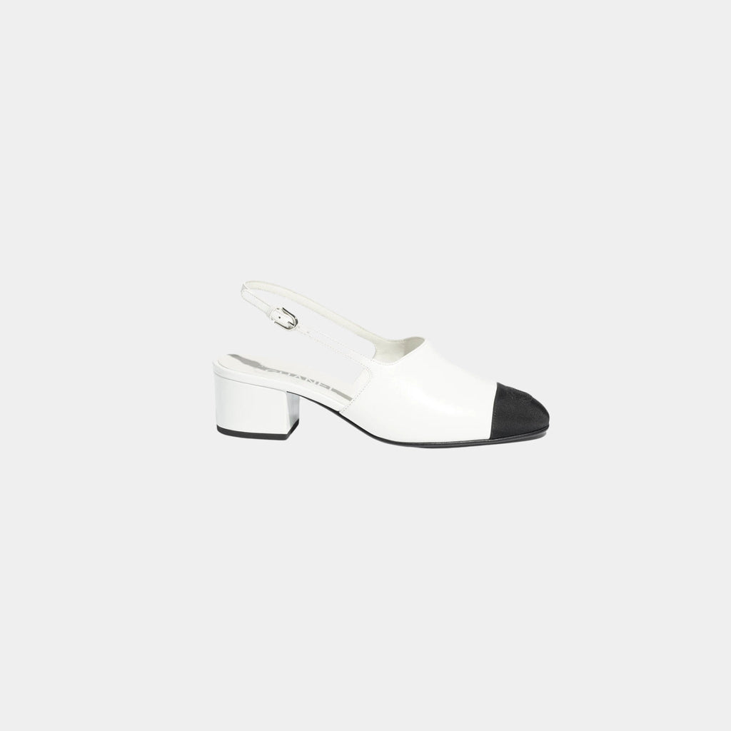 Slingbacks Goatskin Grosgrain White Black Chanel оригінал – Купити в Україні – боковий вид