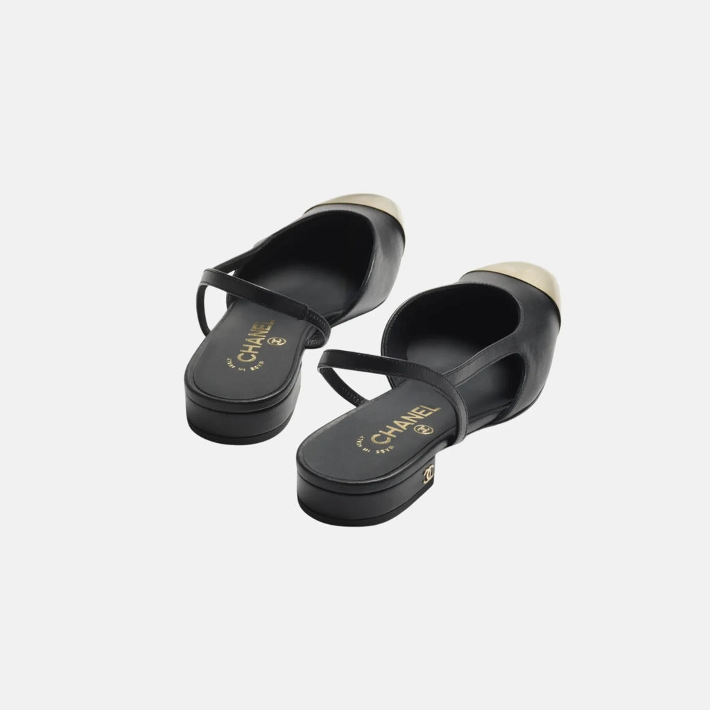 Slingbacks In Calfskin And Metal Chanel – Гарантія оригінальності – вид ззаду