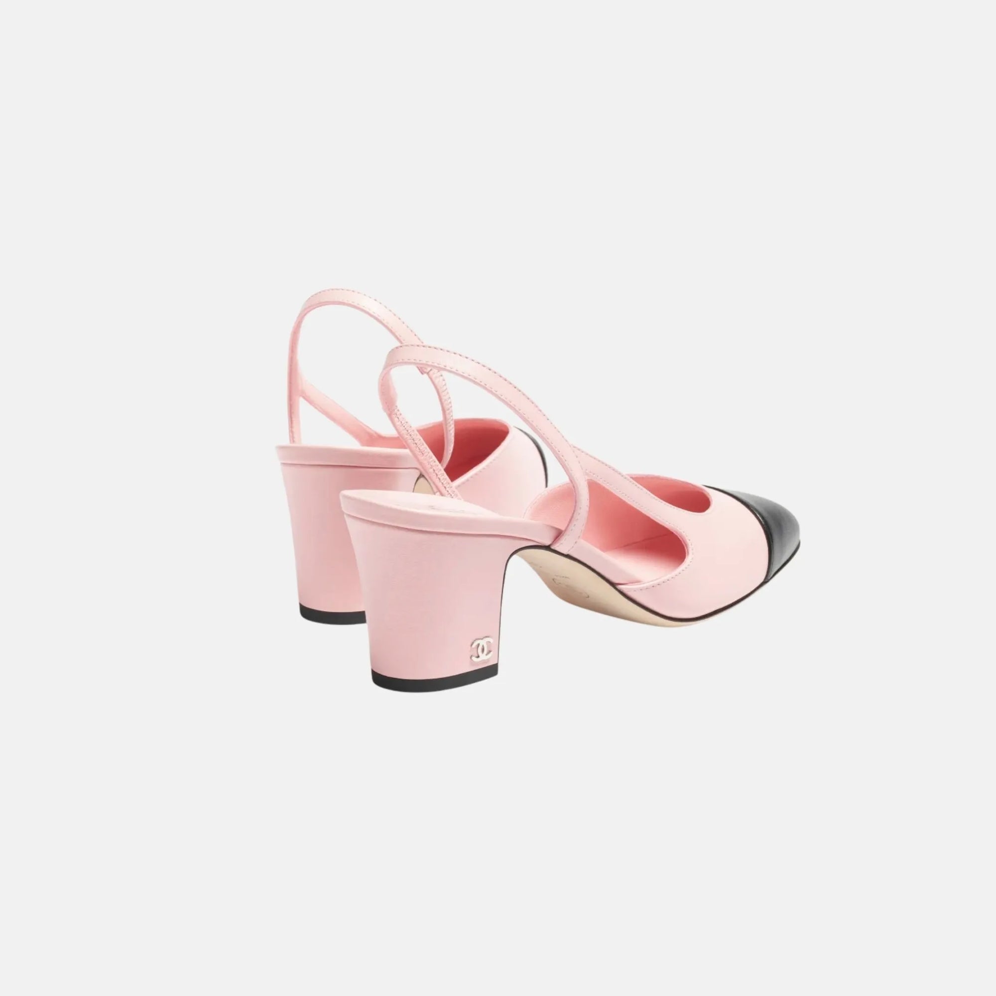 Slingbacks In Light Pink And Black Chanel оригінал – Купити в Україні – вид ззаду