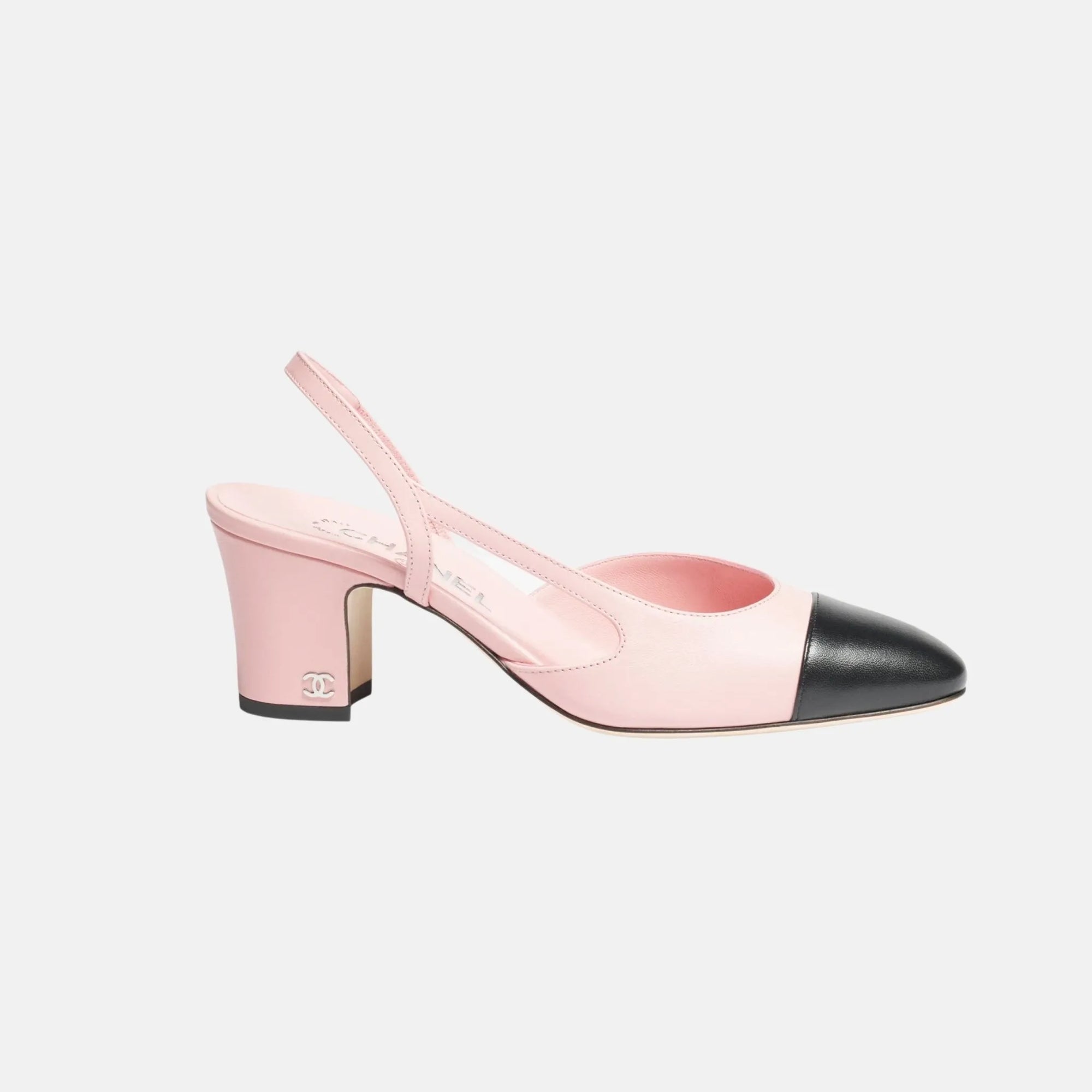 Slingbacks In Light Pink And Black Chanel оригінал – Купити в Україні – боковий вид