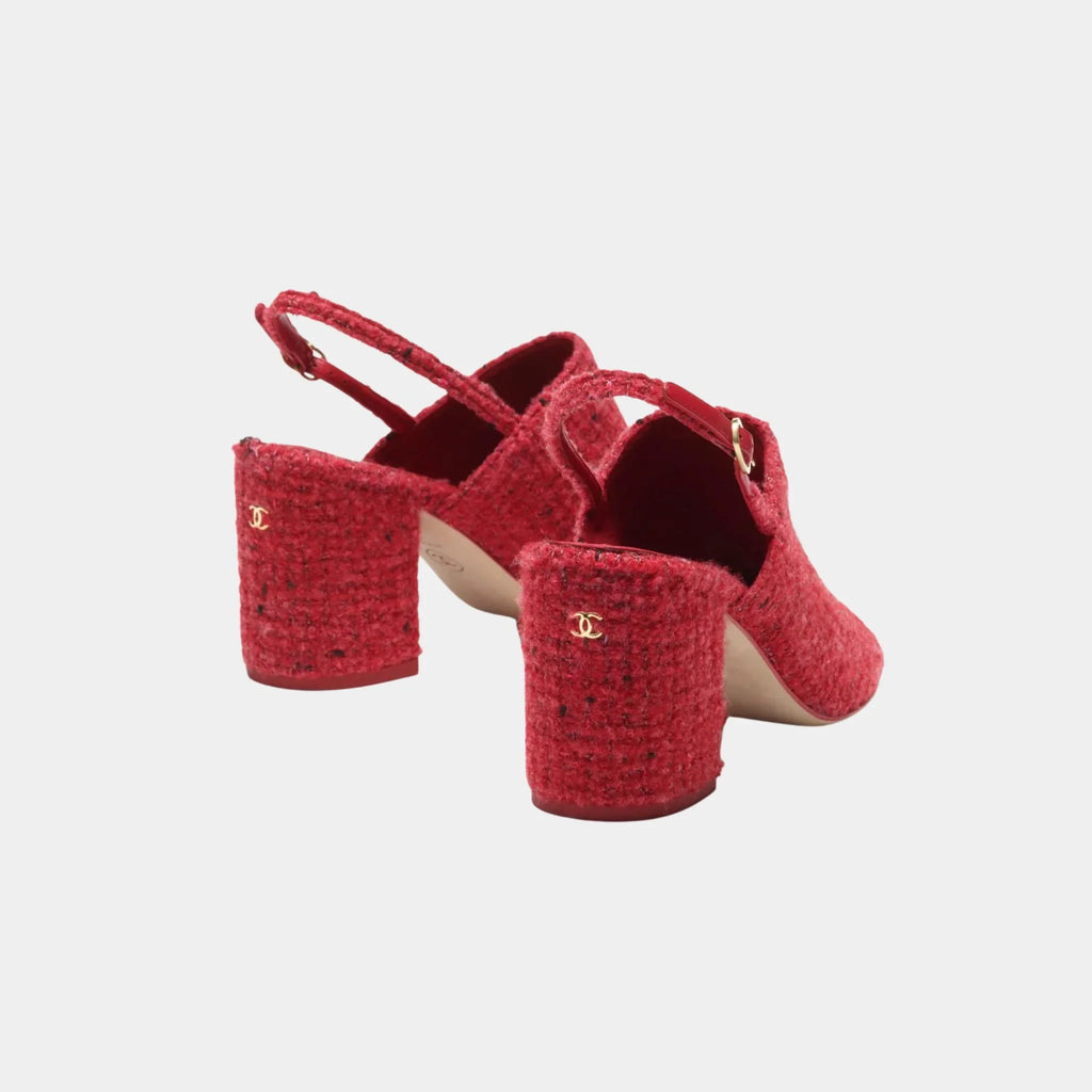 Оригінальна Slingbacks In Tweed And Grosgrain Chanel – вид ззаду