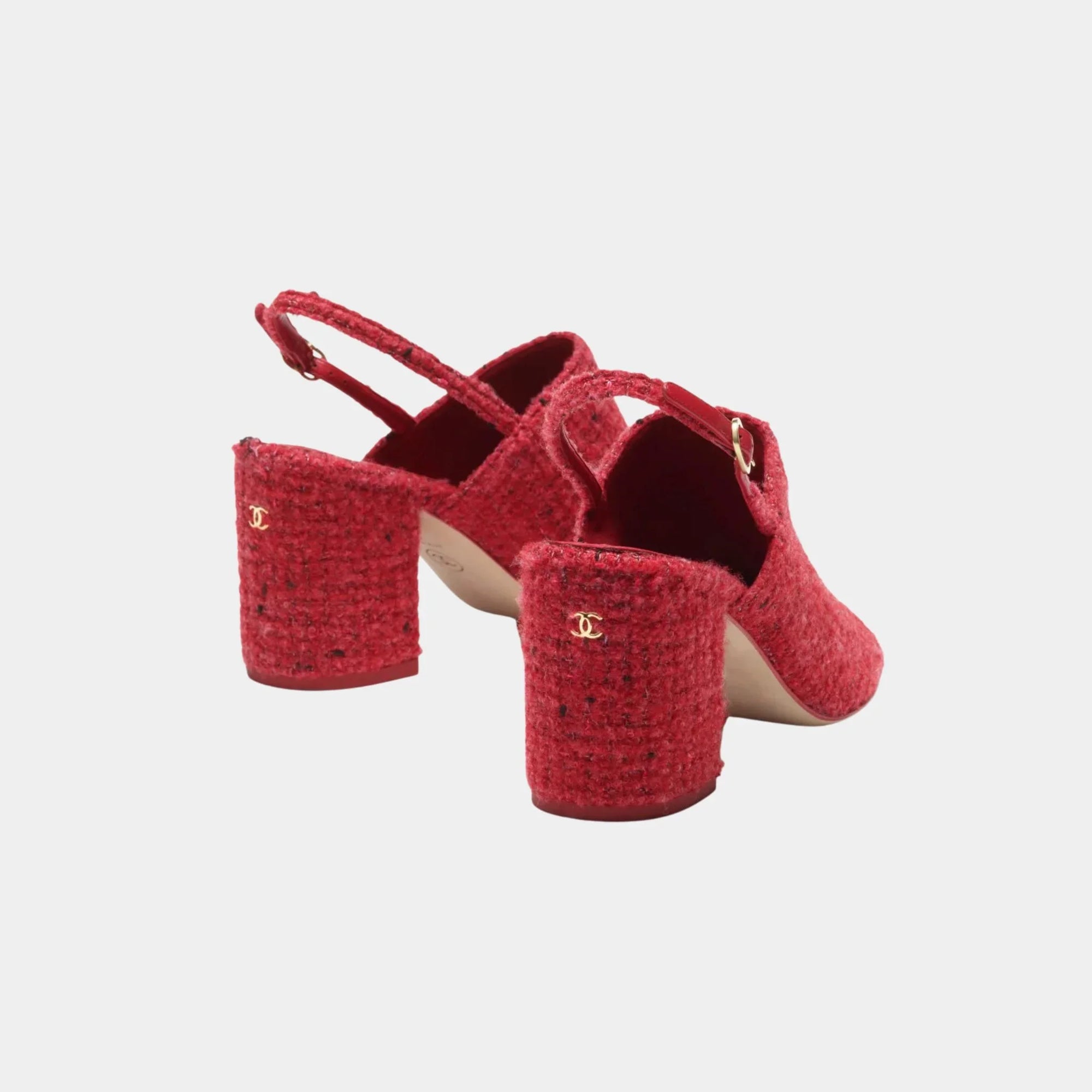 Оригінальна Slingbacks In Tweed And Grosgrain Chanel – вид ззаду