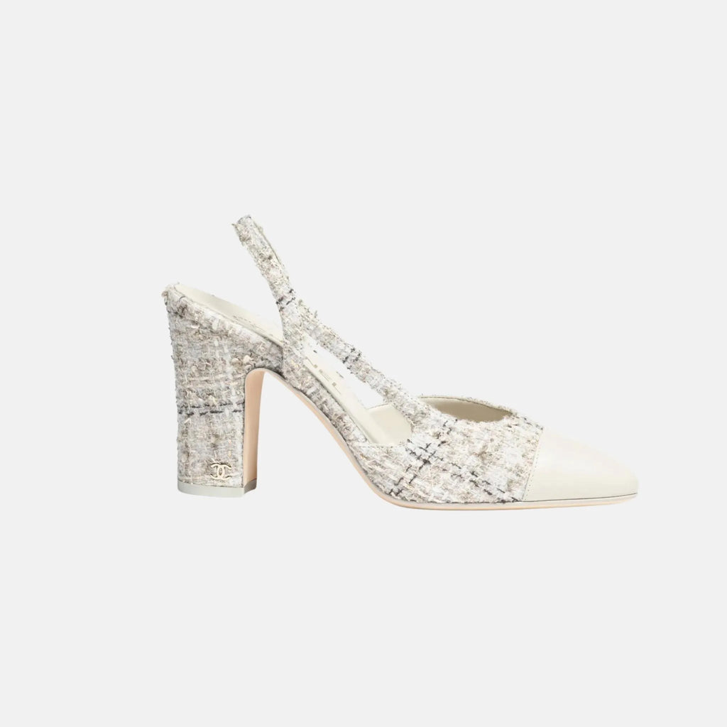 Оригінальна Slingbacks In Wool Tweed And Lambskin Chanel – боковий вид