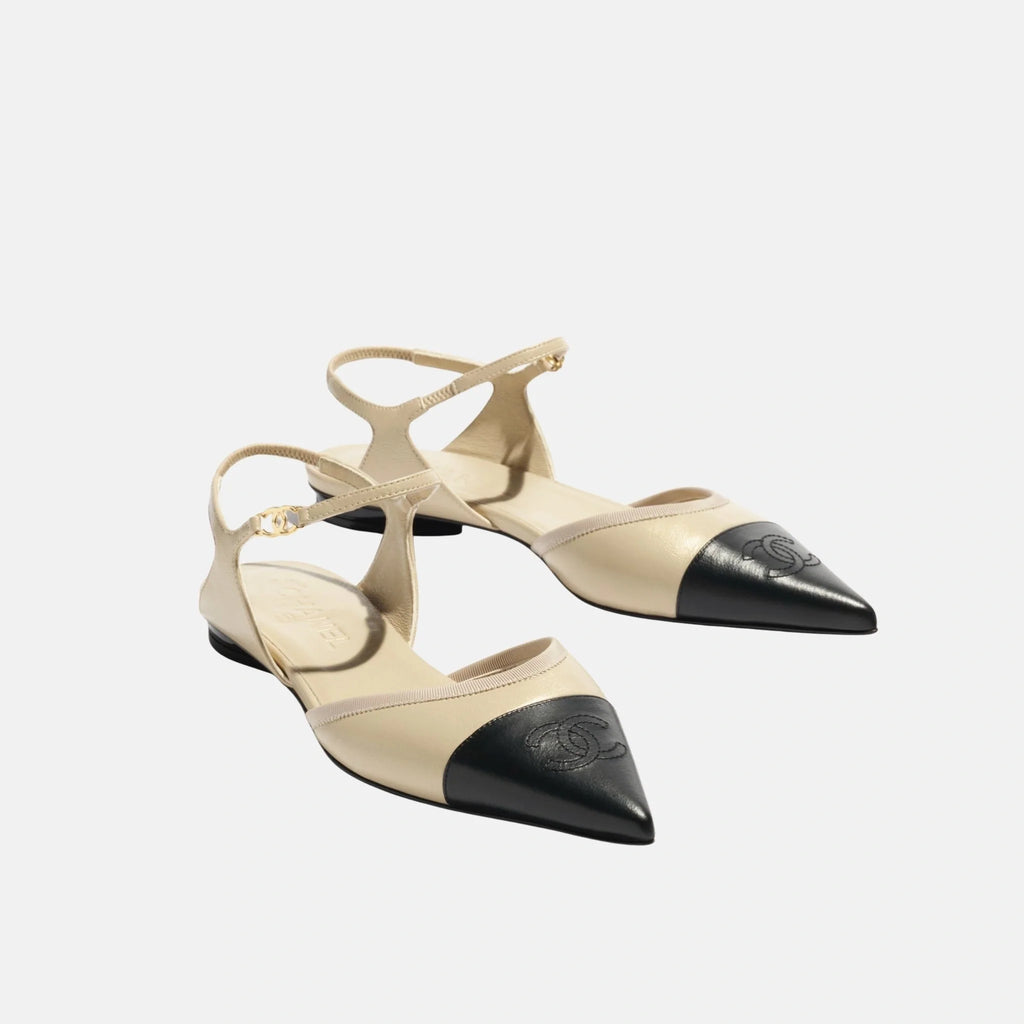 Slingbacks Beige In Iridescent Lambskin Chanel – Гарантія оригінальності – вид ззаду