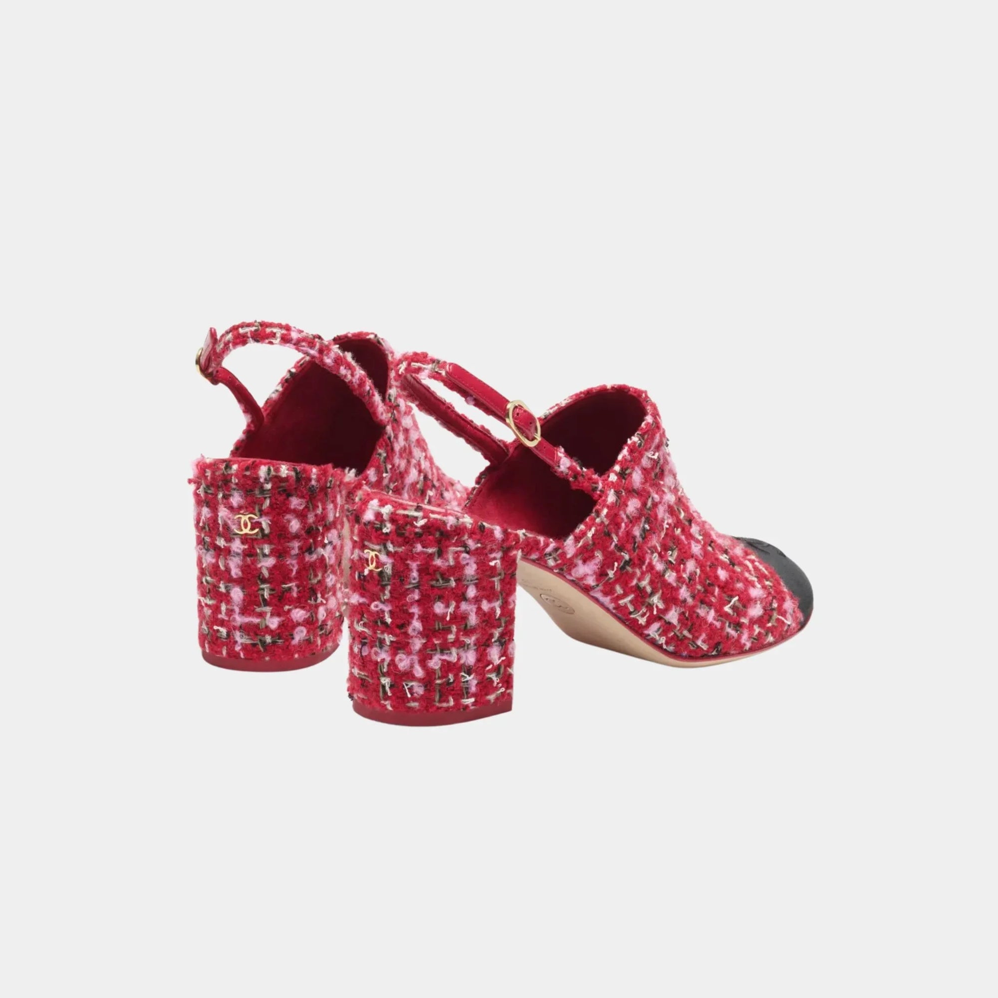 Slingbacks In Tweed & Gros-Grain Chanel – Гарантія оригінальності – вид ззаду
